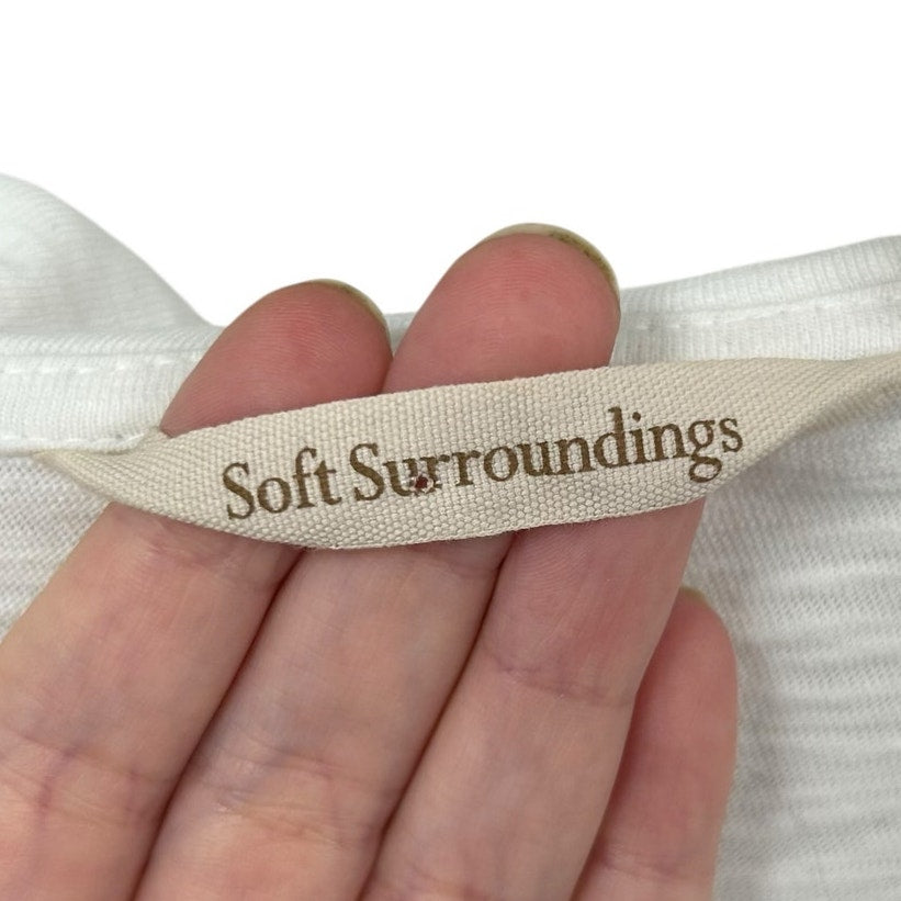 Soft Surroundings White Floral Embroidered Full Zip Hooded Jacket Womens XL