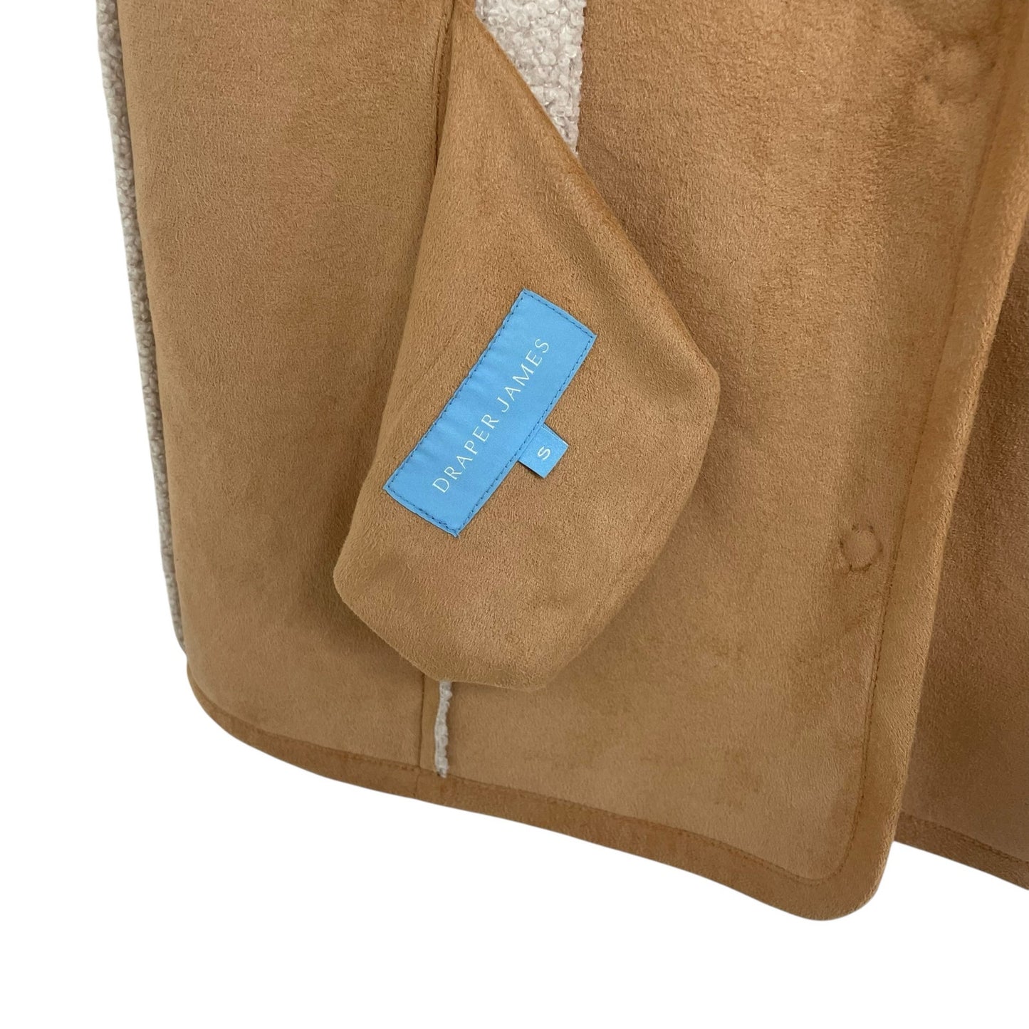 NWT Draper James Reversible Faux Suede Sherpa Vest Cream Tan Womens Small