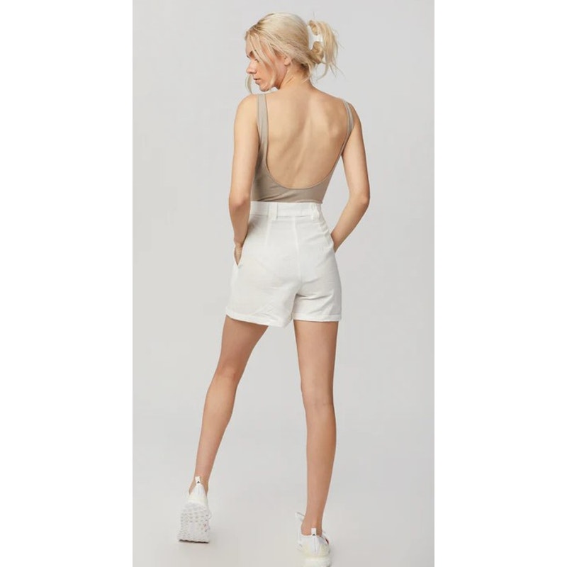 NWT Paradised White High Waisted Pleated Relaxed Cotton Shorts Womens Small