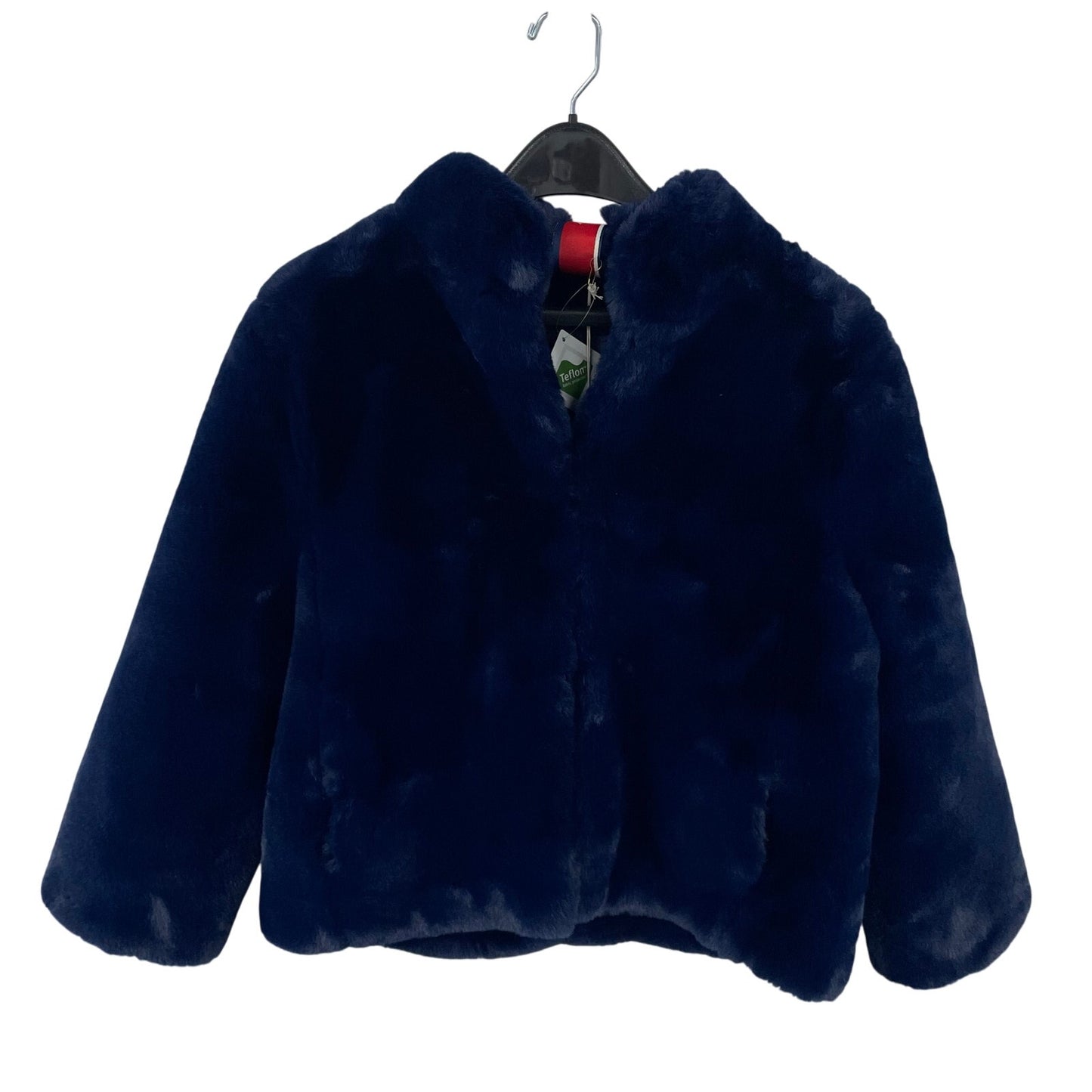 NWT Pretty Rugged Faux Fur Bomber Jacket Coat in Marine Navy Blue Womens Medium