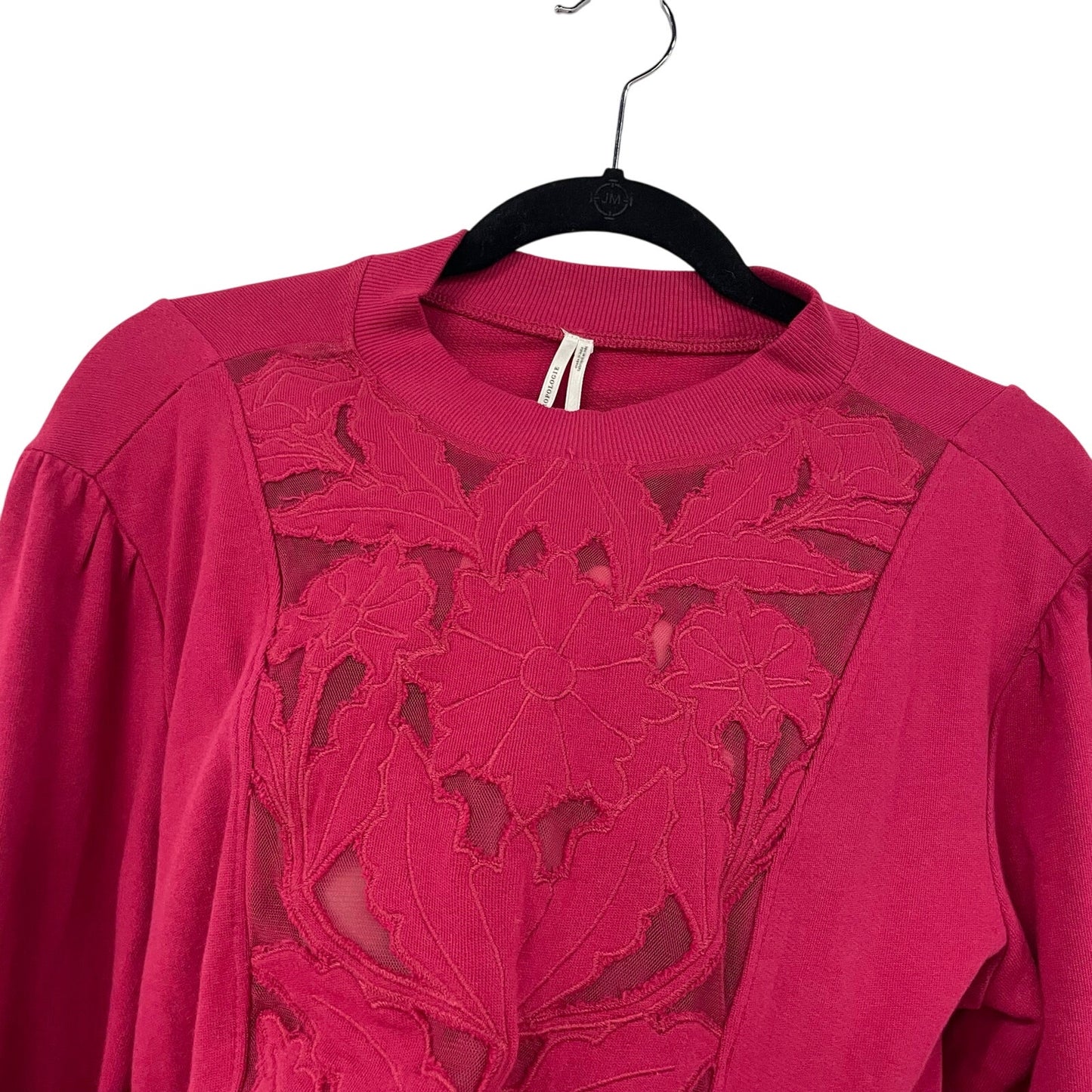 NWT By Anthropologie Floral Mesh Cutwork Swing Top Wine Red Womens Small