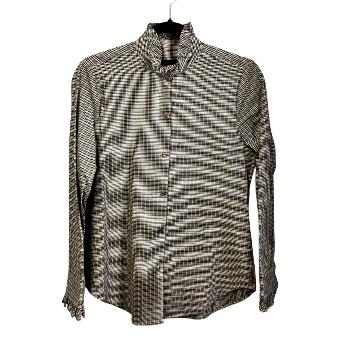 NWT Nili Lotan Honey Check Print Long Sleeve Lydia Button Down Womens X-Small
