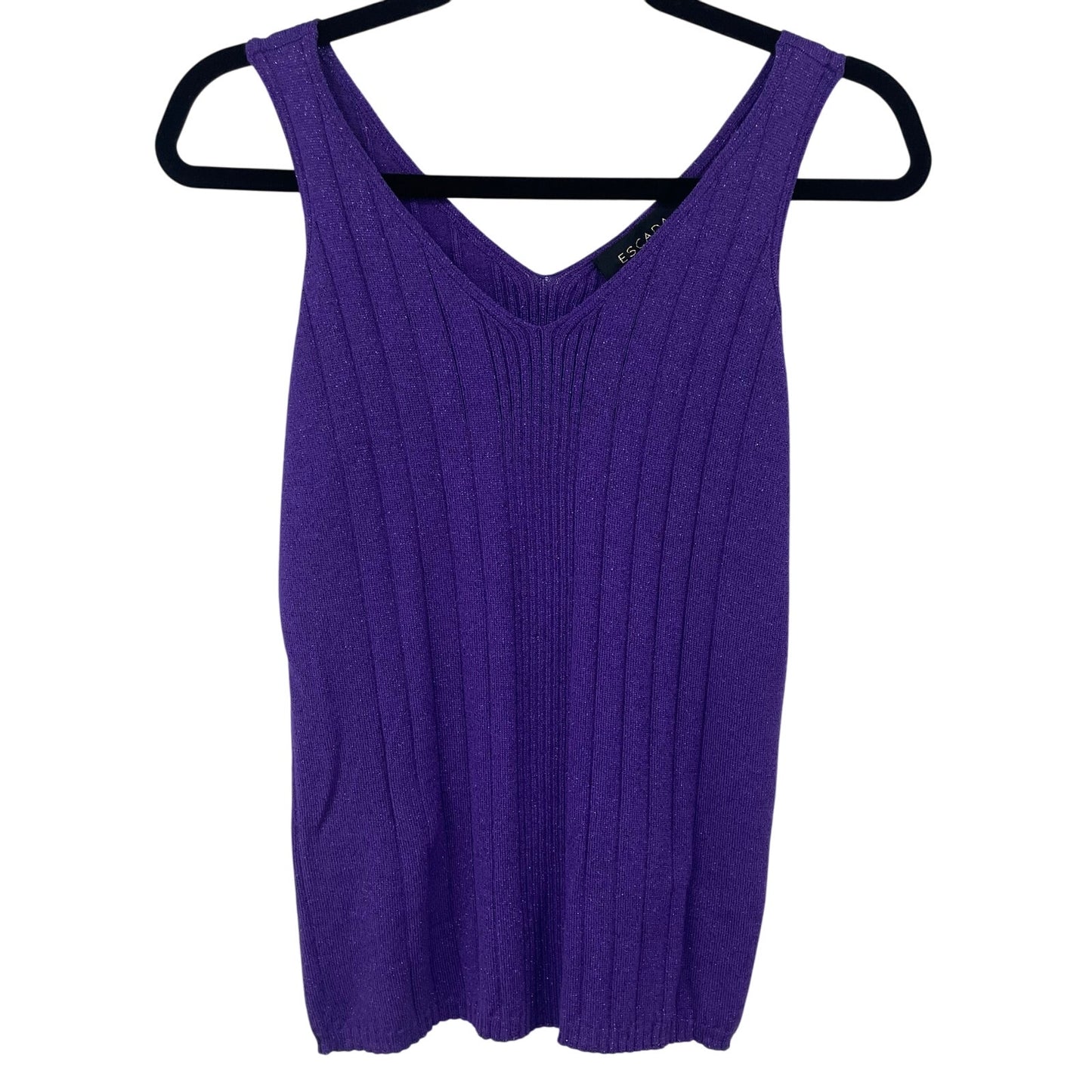 Escada Purple Metallic Ribbed Knit Tank Top Womens 40 / US 10