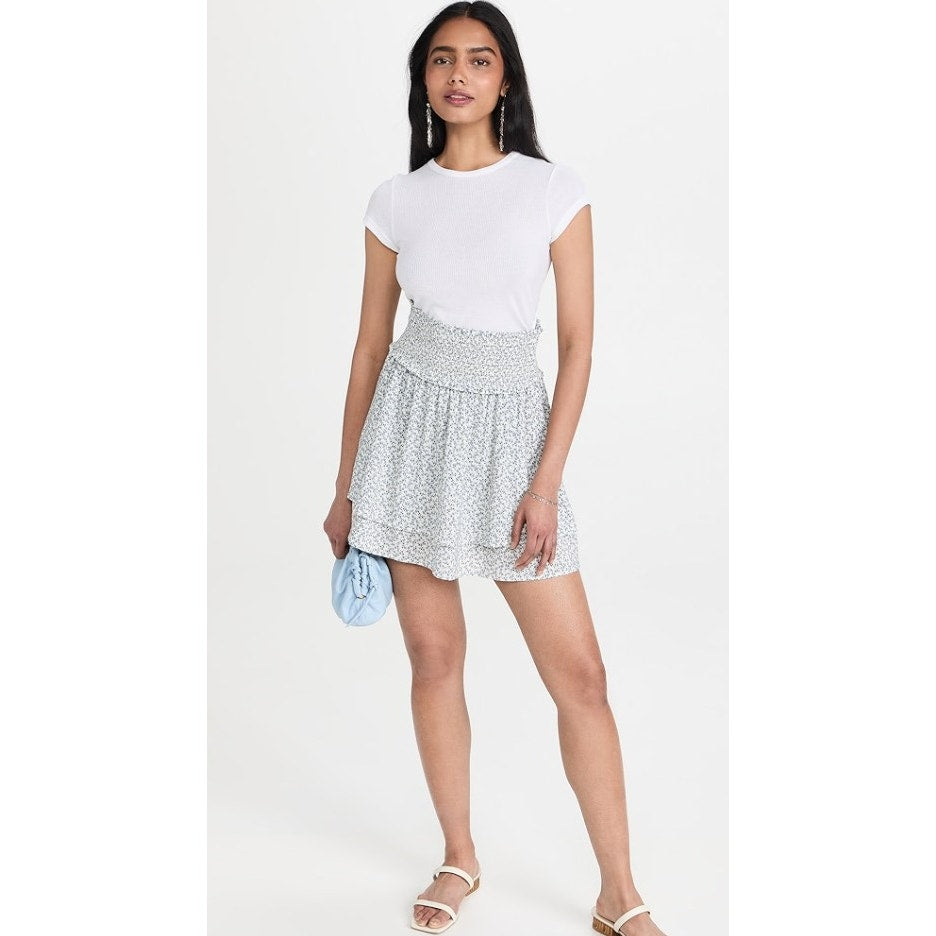 Rails White Blue Garden Print Tiered Pull On Mini Addison Skirt Womens Small
