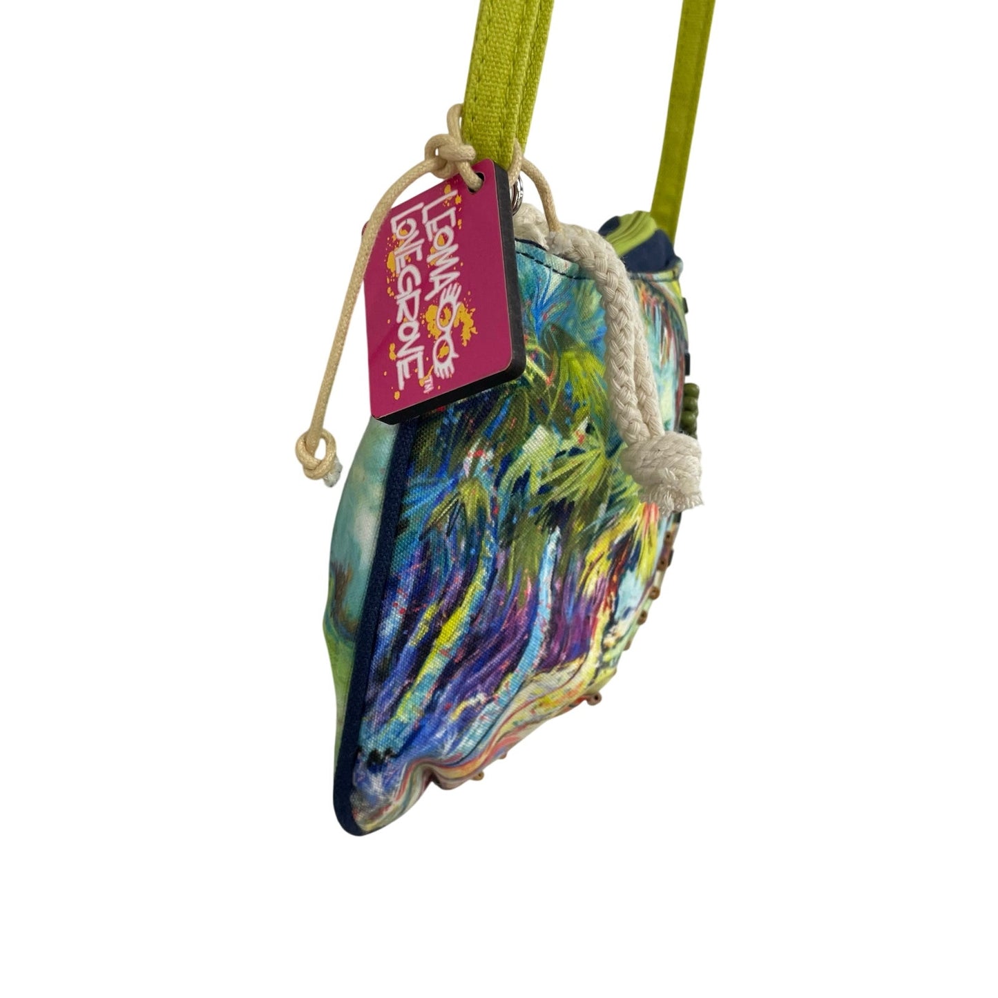 Leoma Lovegrove Multicolor Embellished Palm Tree Beach Scene Crossbody Handbag