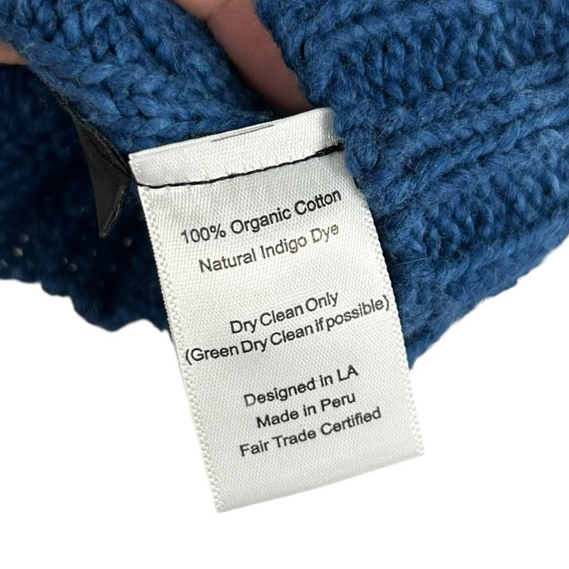 St. Roche Indigo Blue Organic Cotton Ruffle Sleeve Zadie Sweater Womens Small