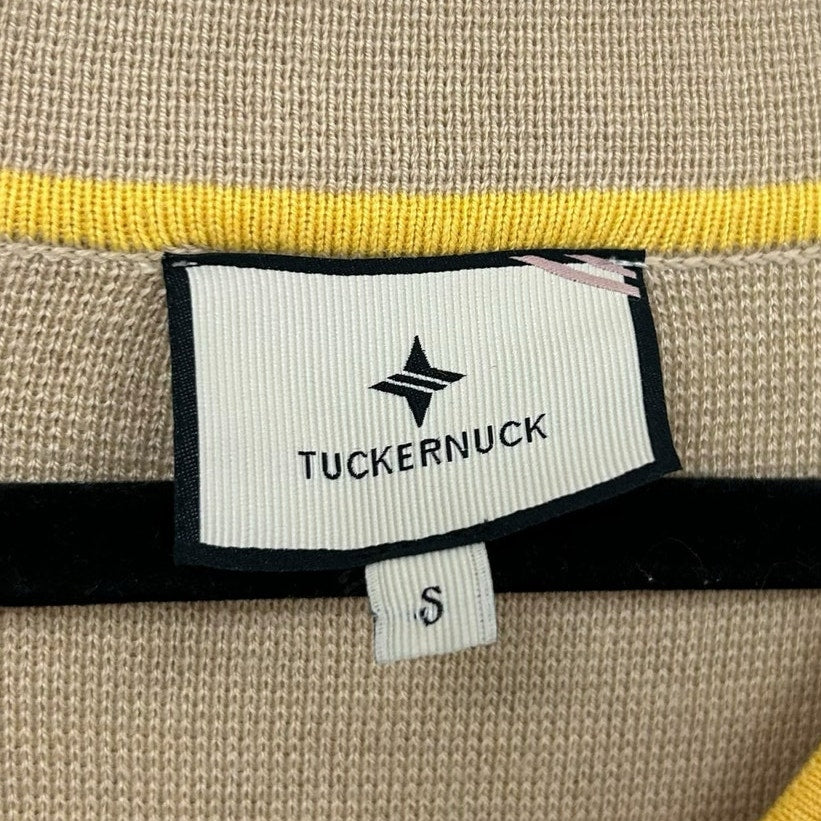 Tuckernuck Yellow Tan Chai Stripe Lauren Cardigan Sweater Womens Size Small