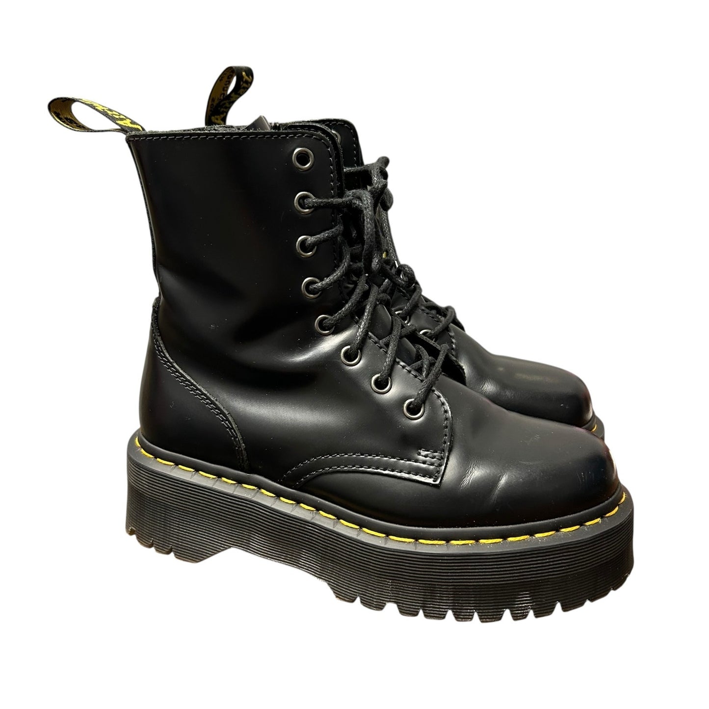 Dr. Martens Black Smooth Leather Platform Lace Up Jadon Boots Womens US 6