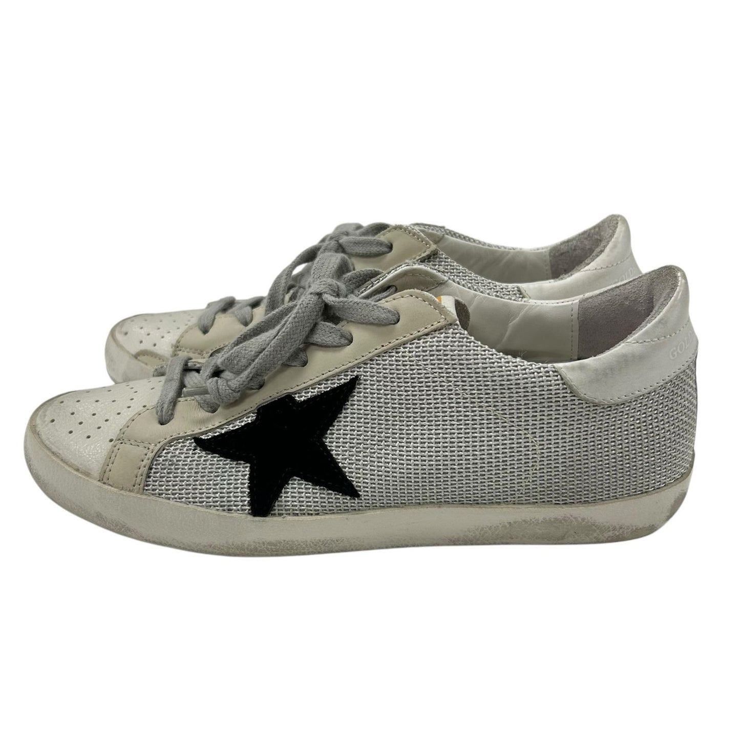 Golden Goose White Leather Gray Knit Fabric Superstar Sneakers Womens 37 / US 7
