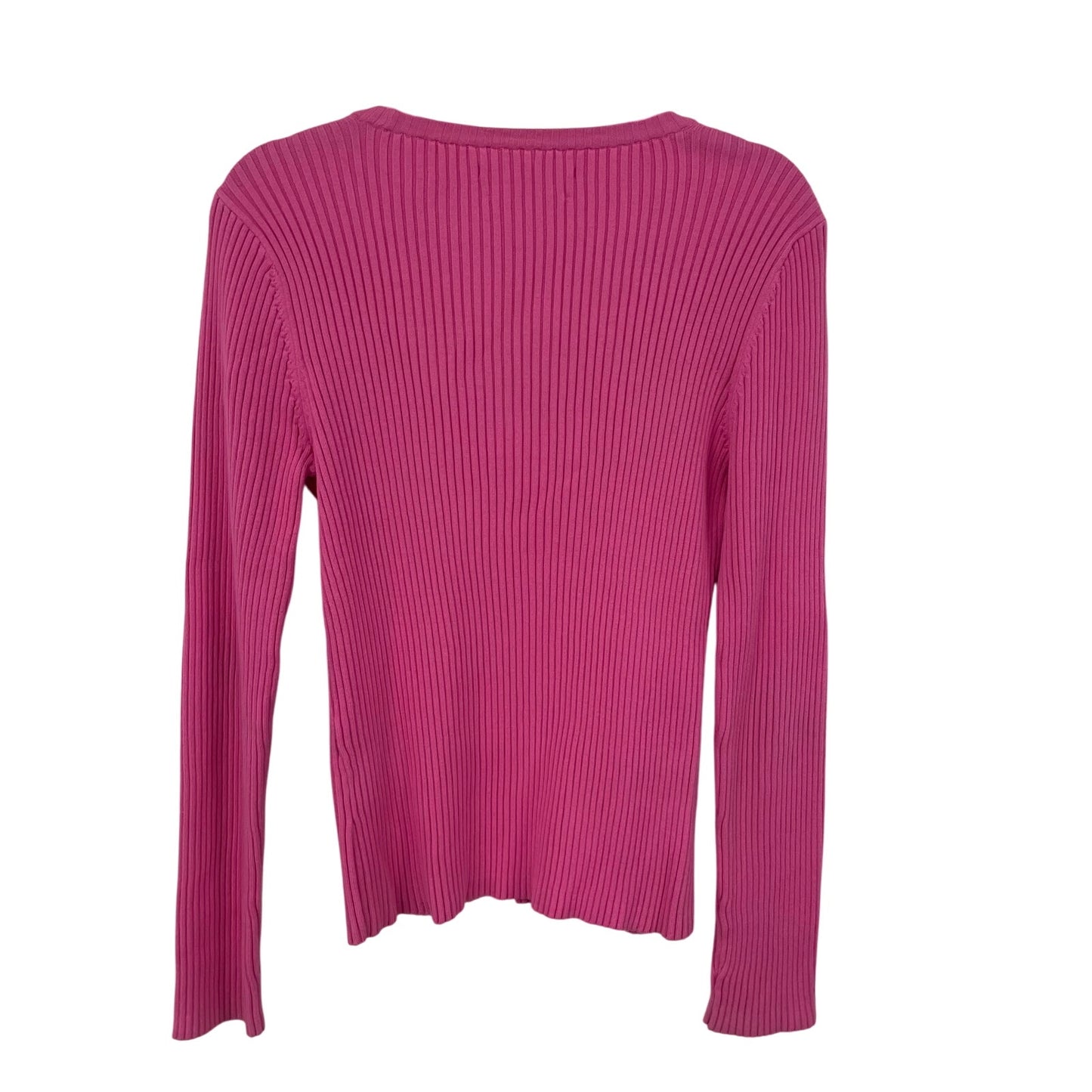 Y2K Tommy Hilfiger Pure Cotton Ribbed Knit Logo Sweater Pink Womens Large