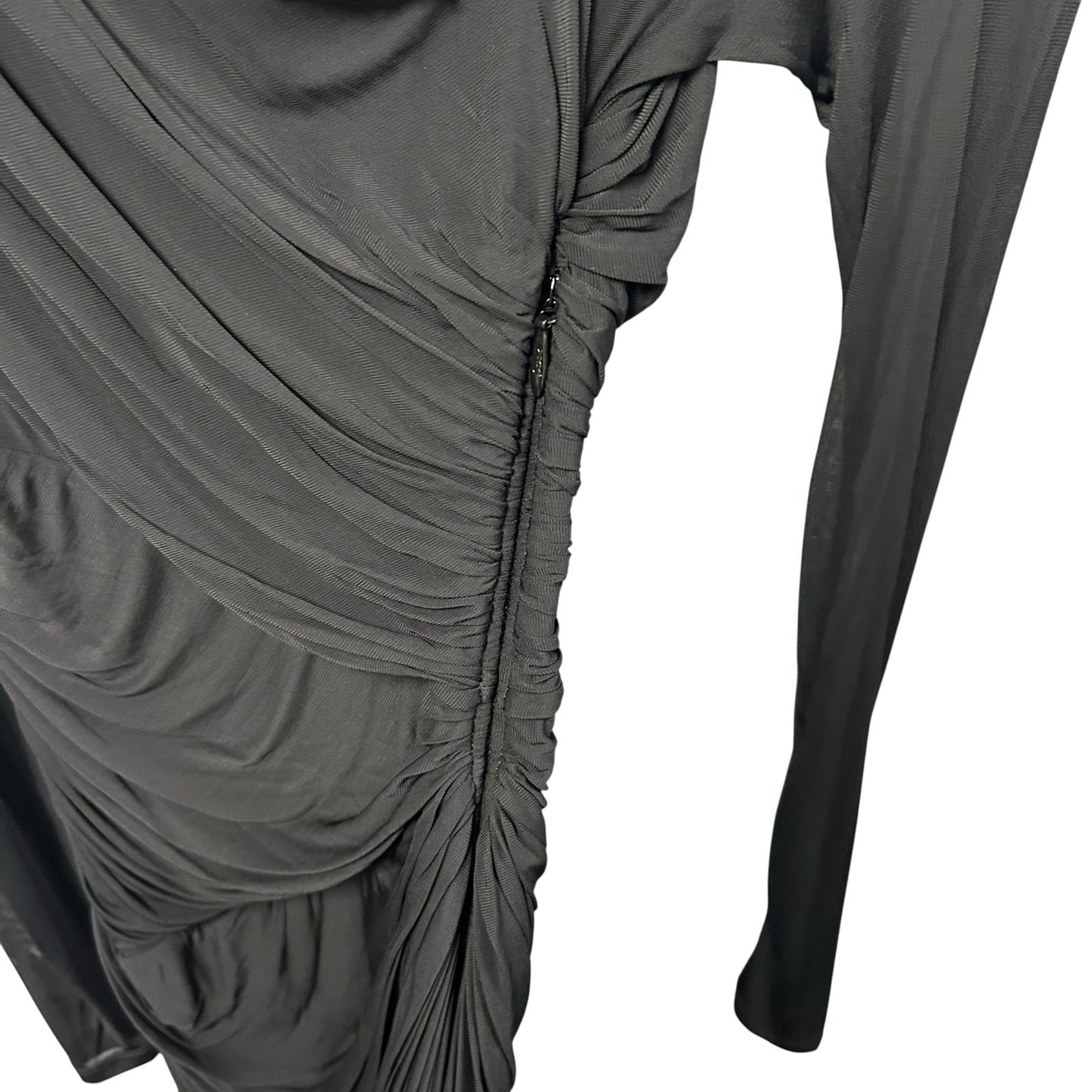 NWT Zimmermann Black Illustration Asymmetrical Gathered Midi Dress Womens US 4