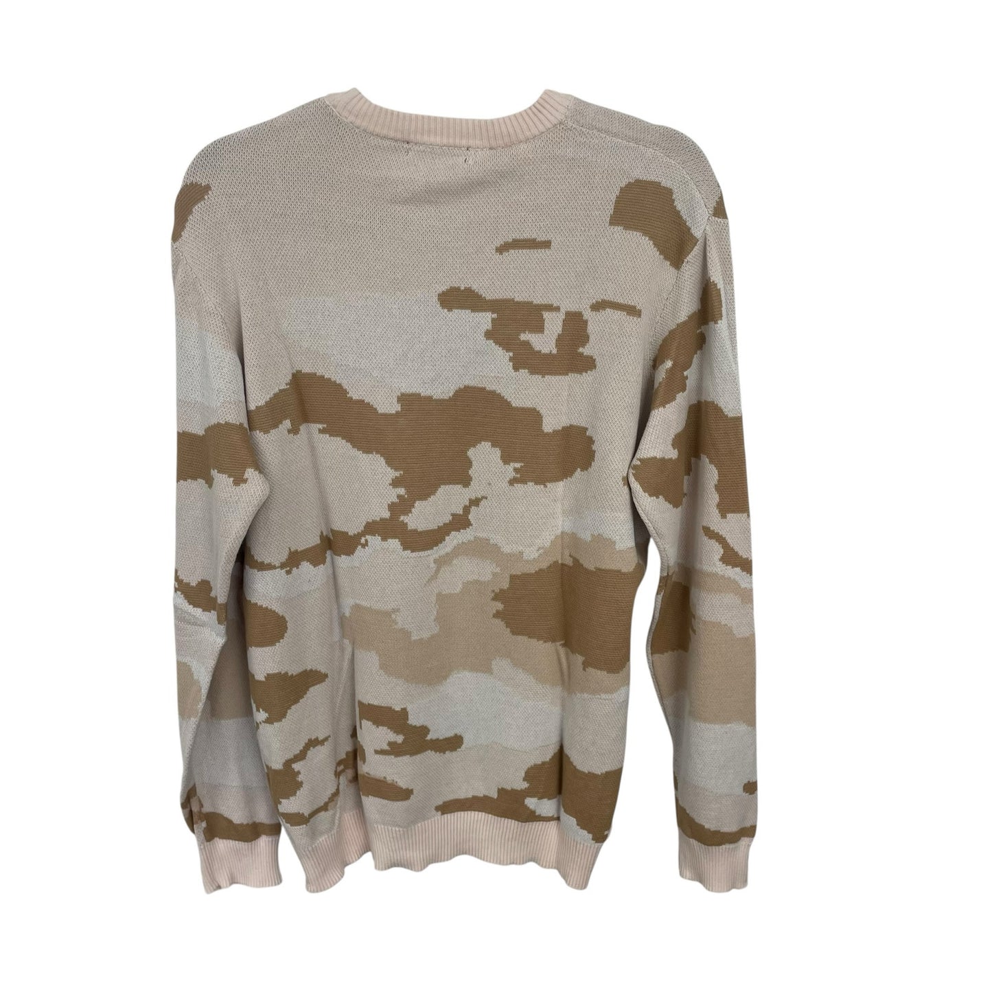 Saks Fifth Avenue Watermark Camouflage Crewneck Sweater Egret / Pink Mens Large