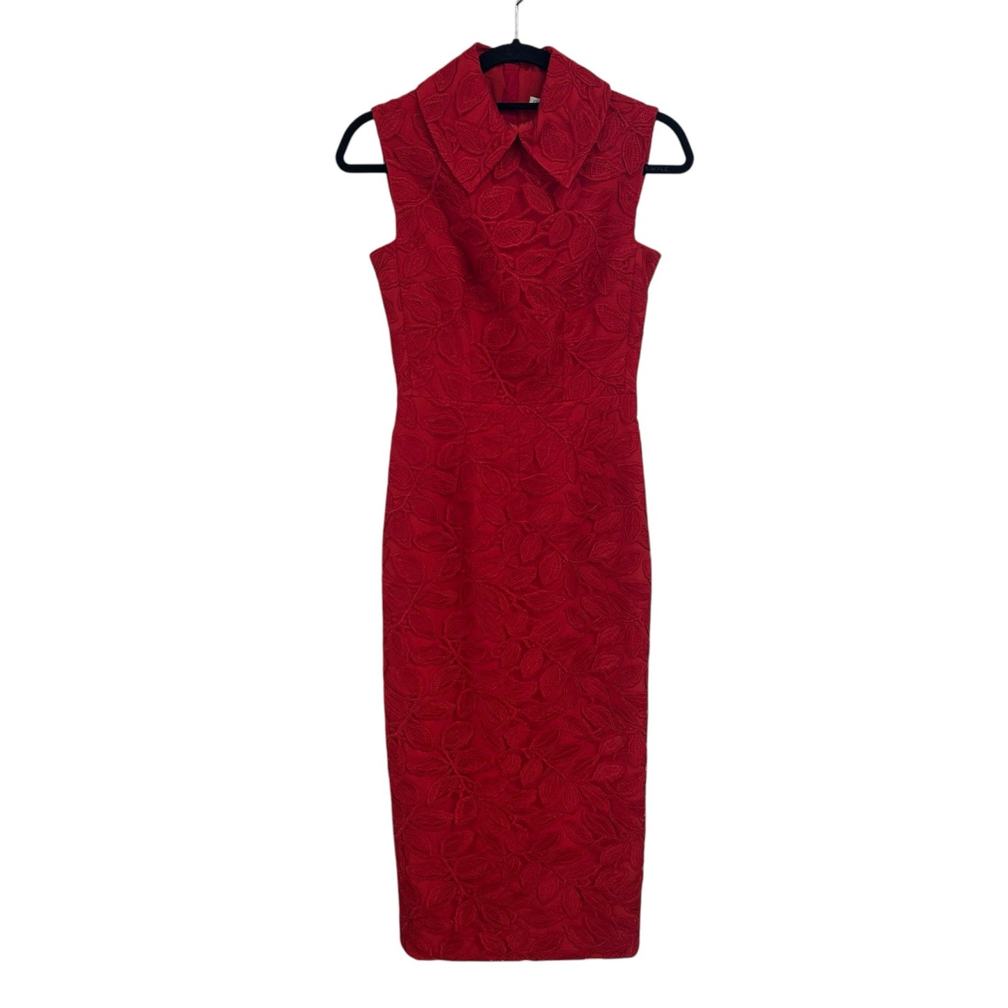 Emilia Wickstead Red Lace Lapel Collar Mason Pencil Dress Womens US 2?