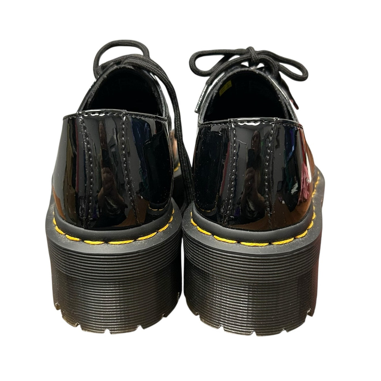 Dr. Martens Black Patent Leather Quad Platform Lace Up Shoes Womens US 5