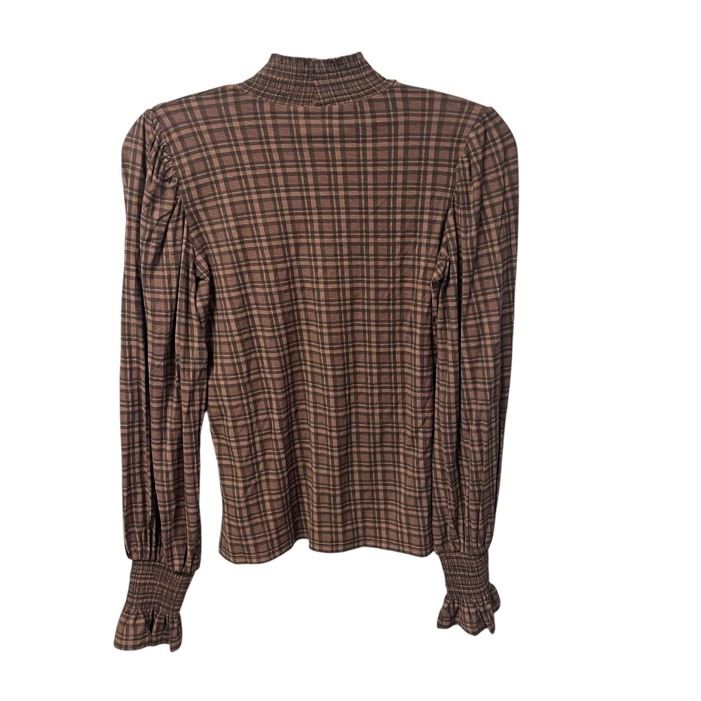 NWT Nation Ltd Violet Prim And Proper Top Brown Black Tartan Plaid Size Small