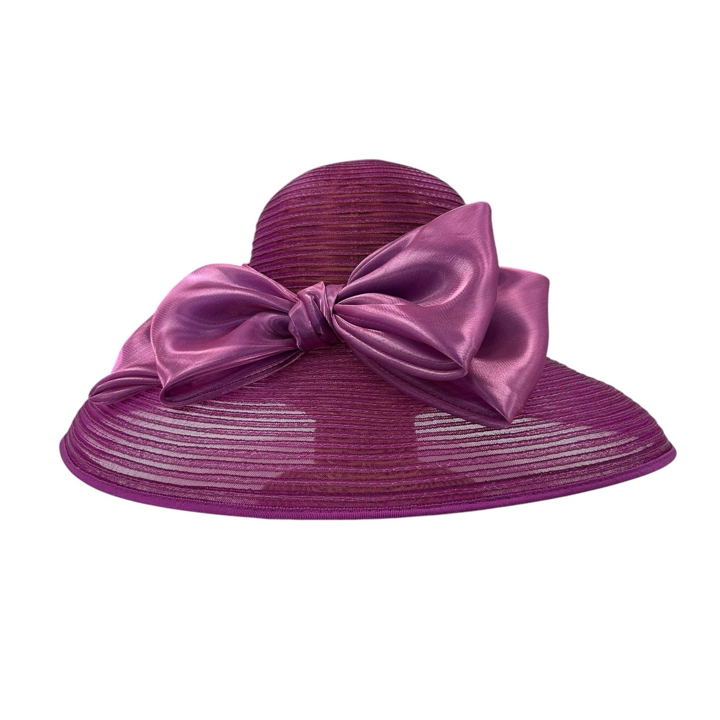 Scala Collezione Purple Satin Bow Derby / Easter / Church Hat One Size