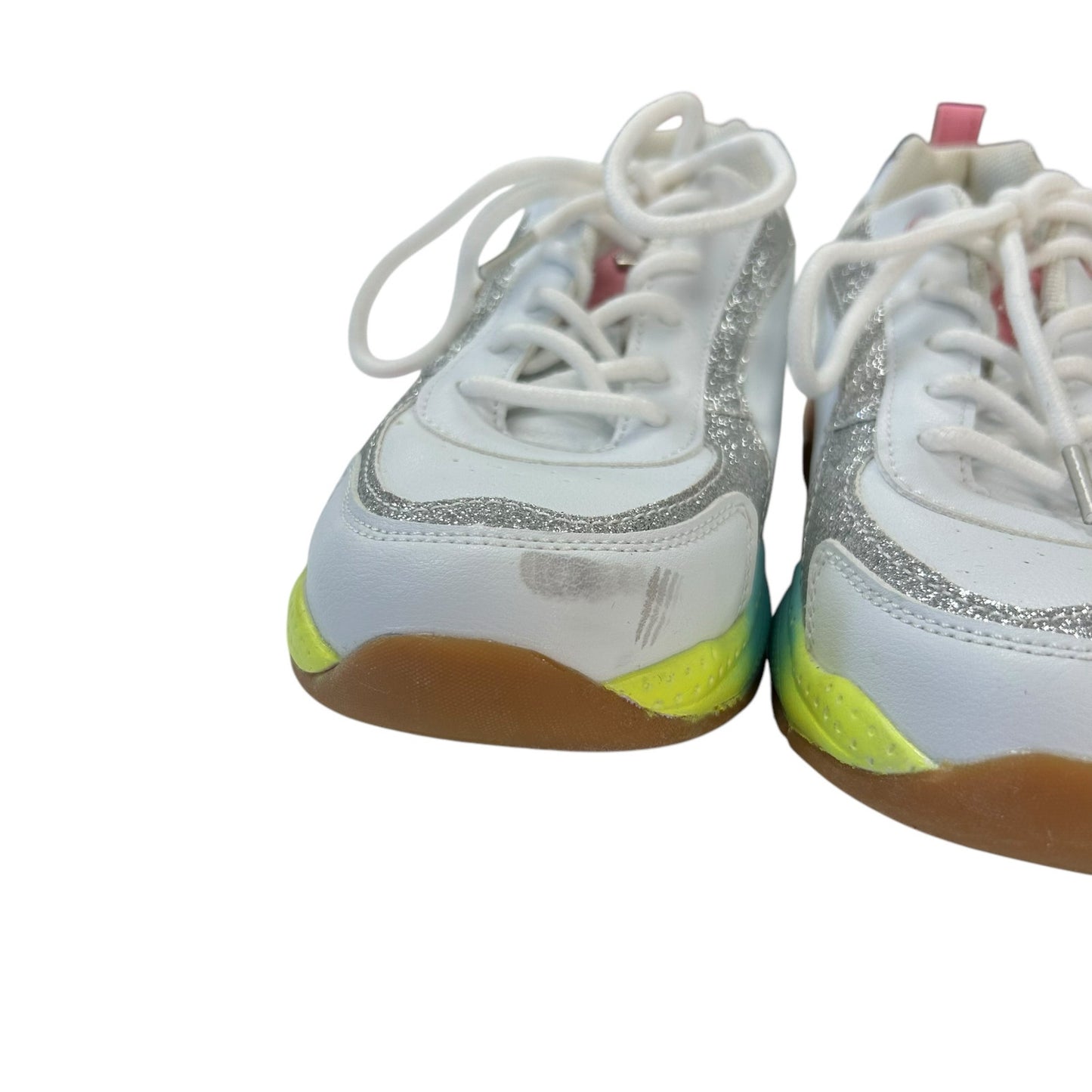 Juicy Couture Girl's Beverly Blvd Glitter Pink Logo Sneakers in White Rainbow 4