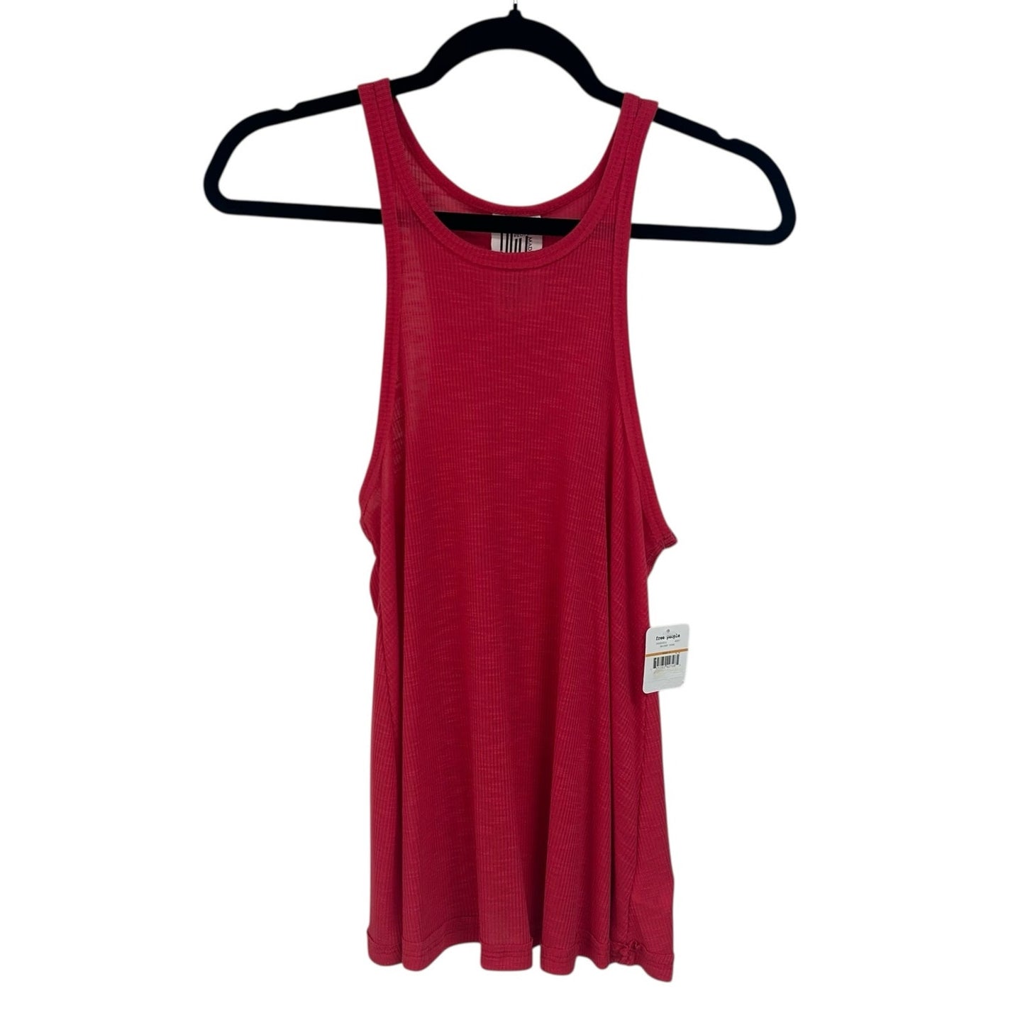 NWT Free People Bright Pink Ribbed Sleeveless Flowy Tank Top Womens Small