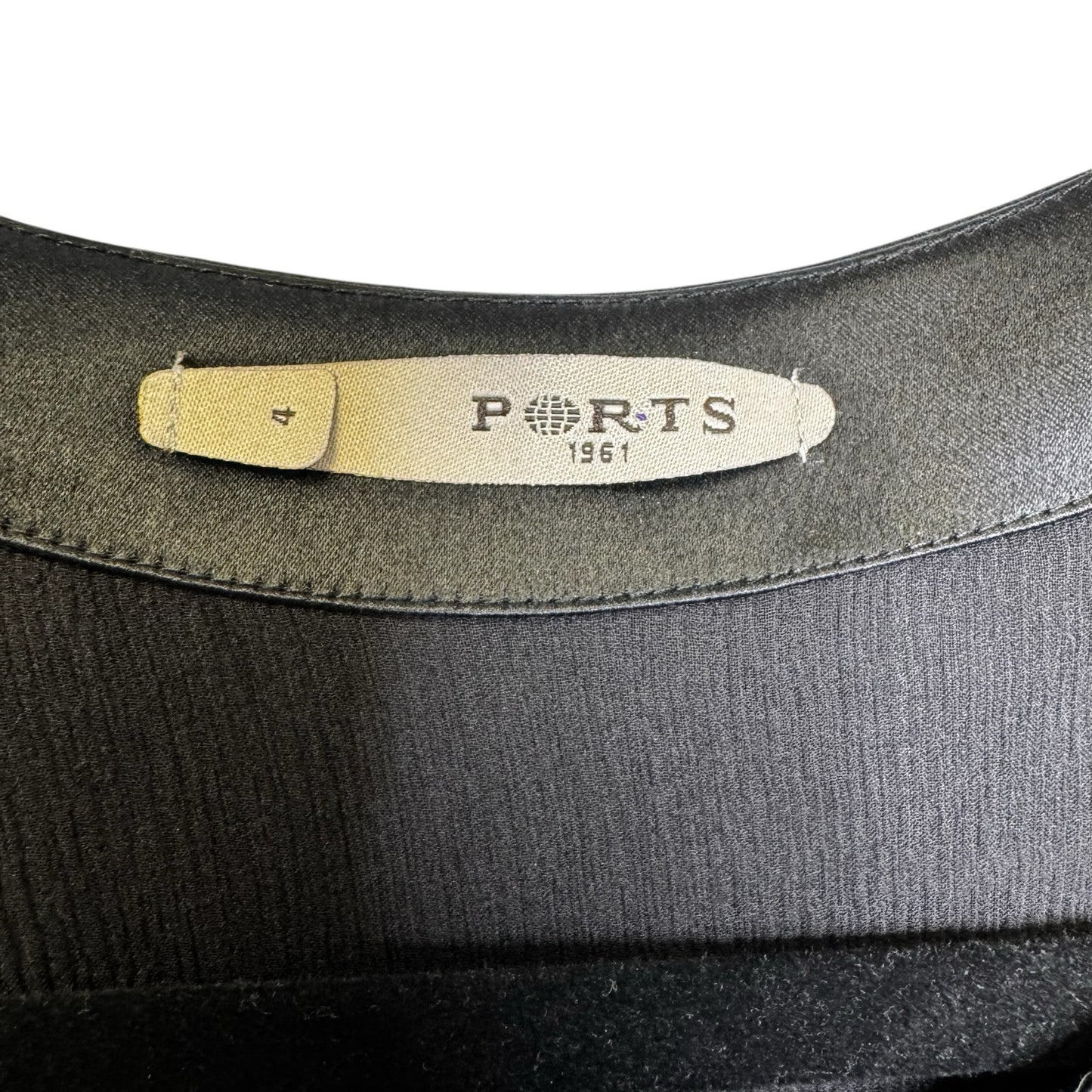 Ports 1961 Black Short Sleeve Crewneck Silk Drape Blouse Womens 4
