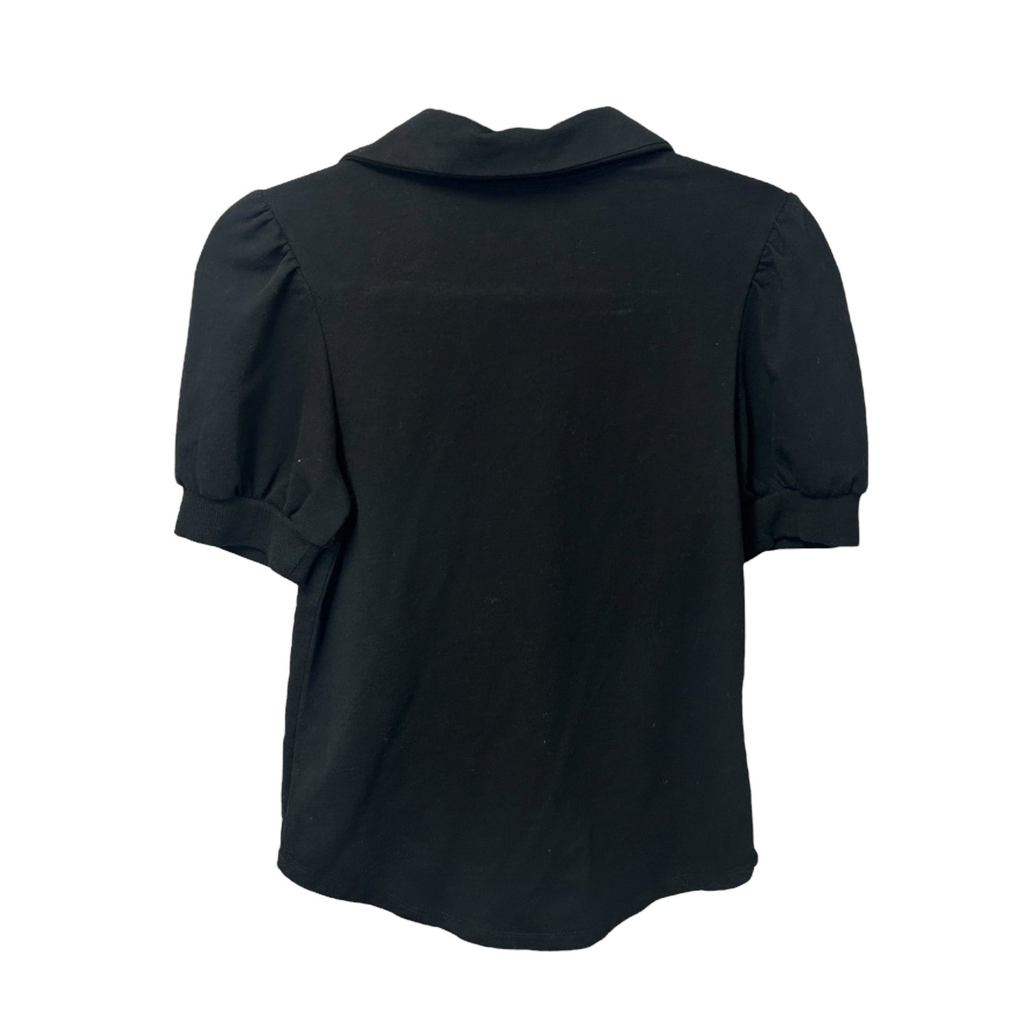 NWT Sundays by wearsundays Black Betsy Short Sleeve Zip Front Top Womens XS