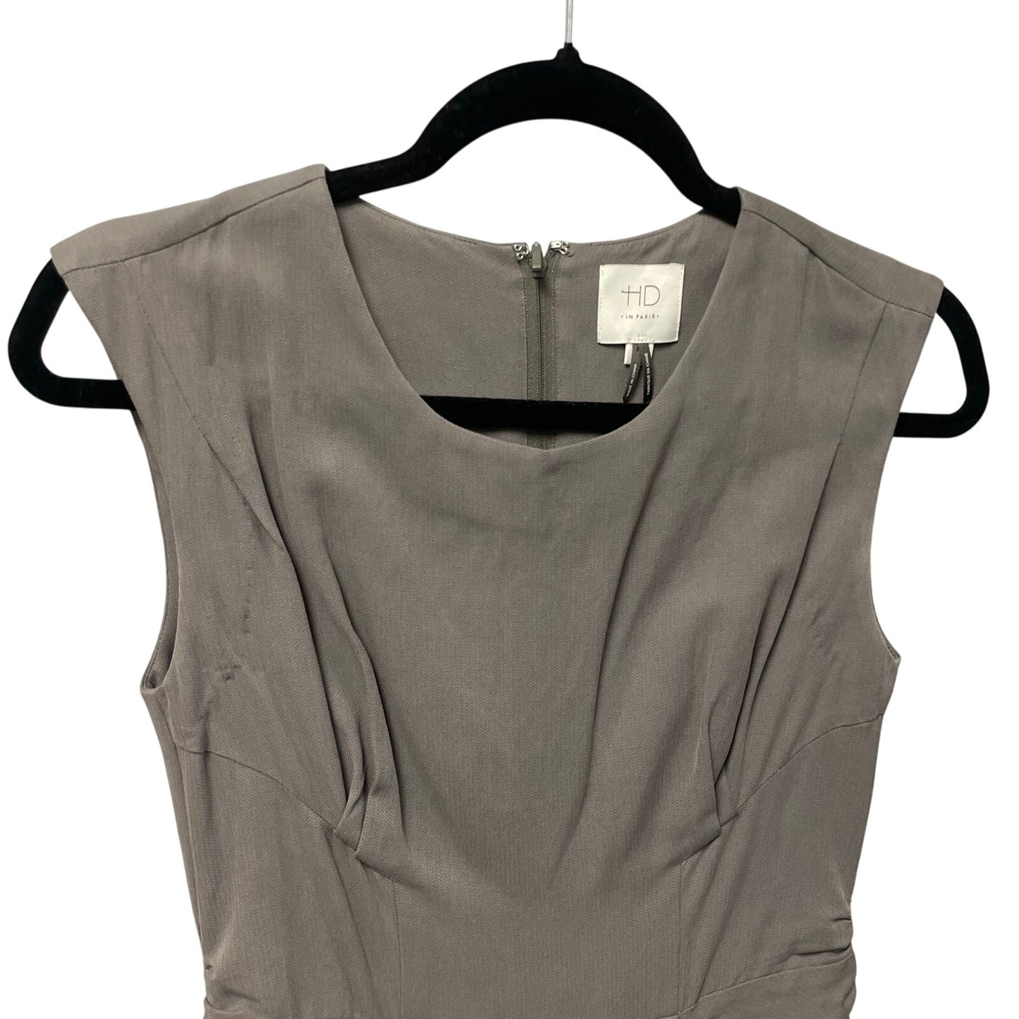 Anthropologie HD in Paris Sleeveless Silk Ruffle Front Dress Gray Womens 0