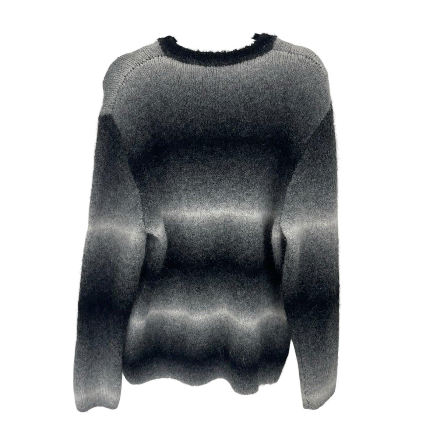 Vince Alpaca Shag Knit Black White Gray Ombré Crewneck Sweater Mens Size Large