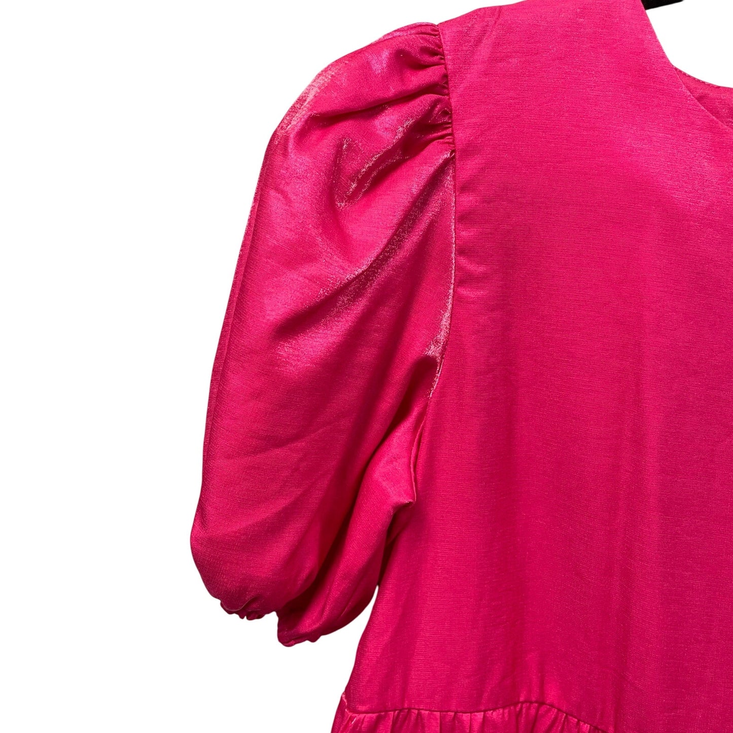 Nasty Gal Smock It to Me Puff Sleeve Mini Dress Metallic Pink Womens 6