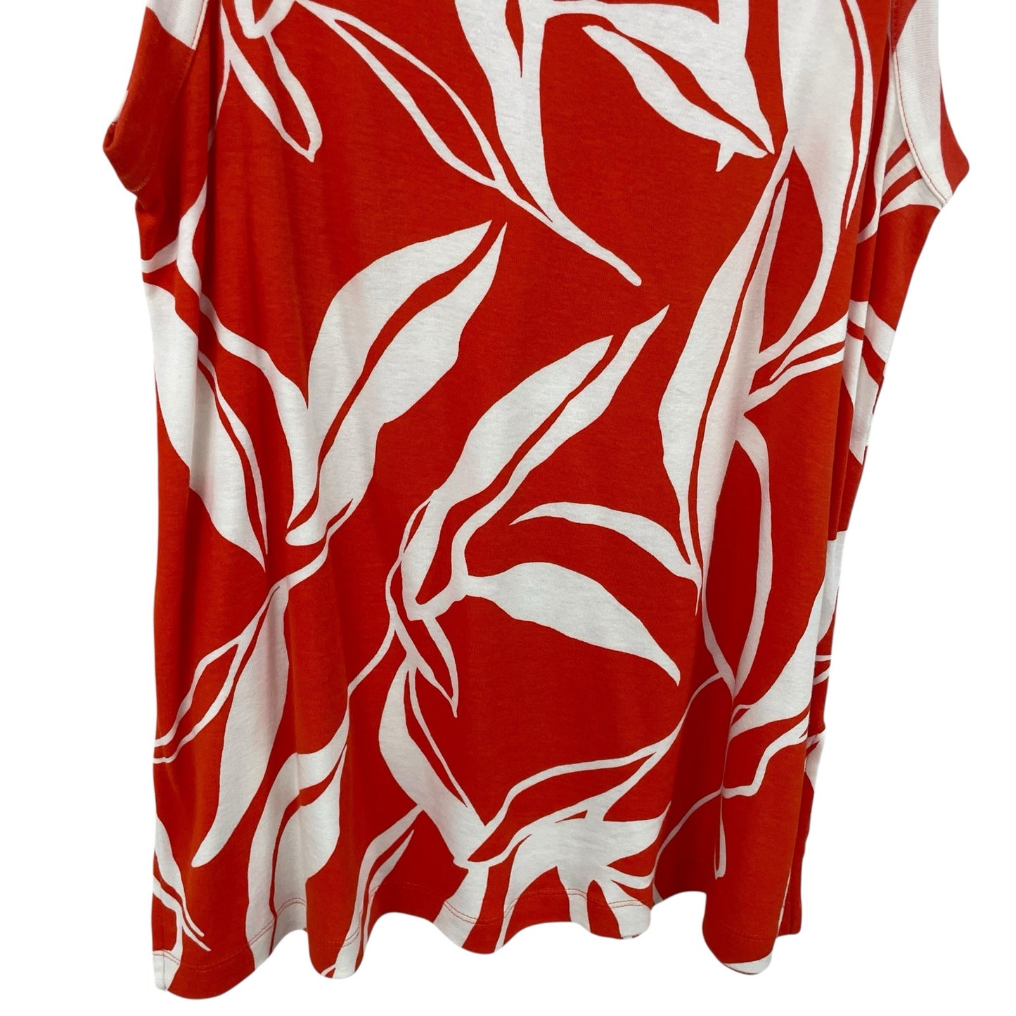 Chico’s Orange White Abstract Button Detail Tunic Tank Top Womens Large