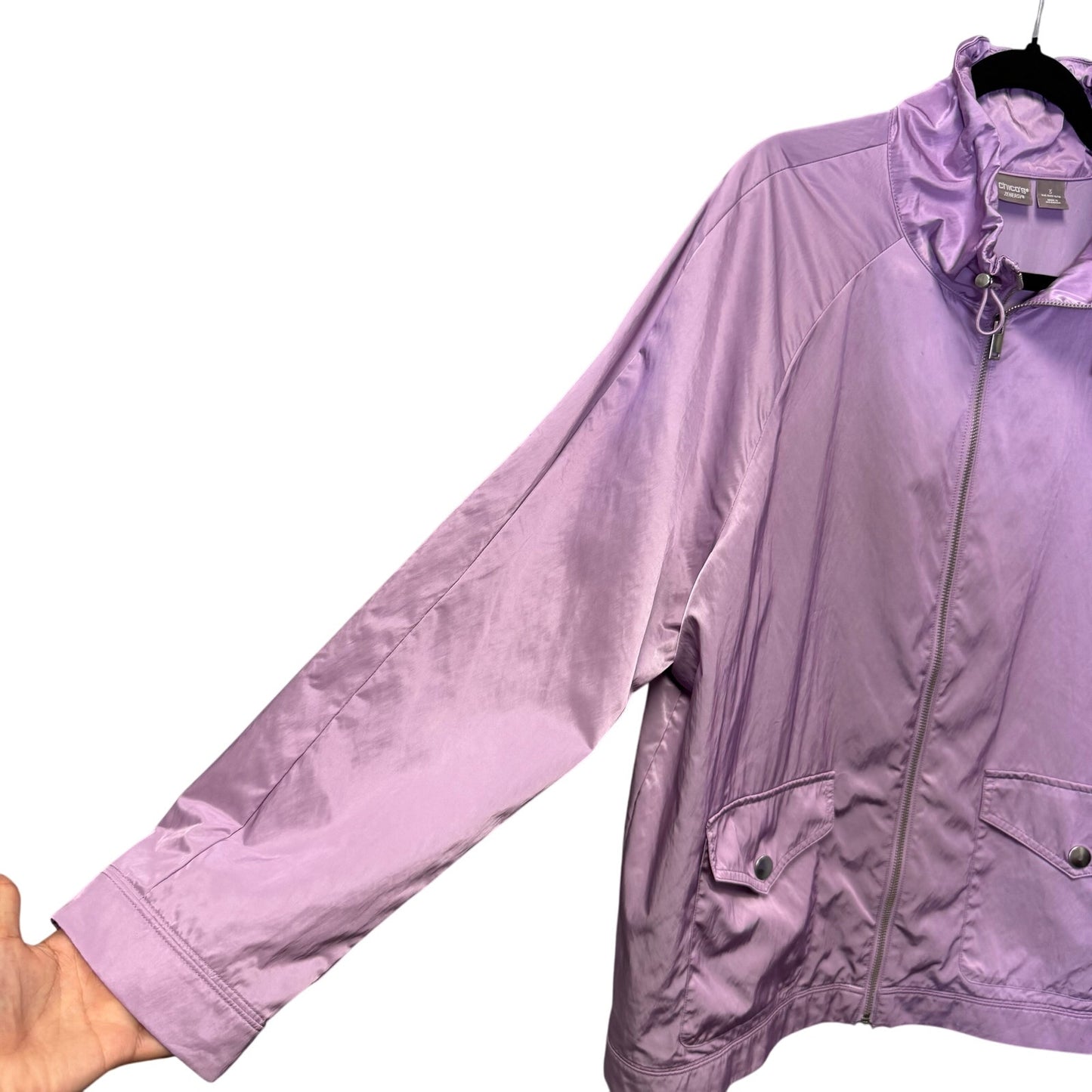 Chico's Zenergy Purple Long Sleeve Collar Detail Anorak Full Zip Jacket Women 16