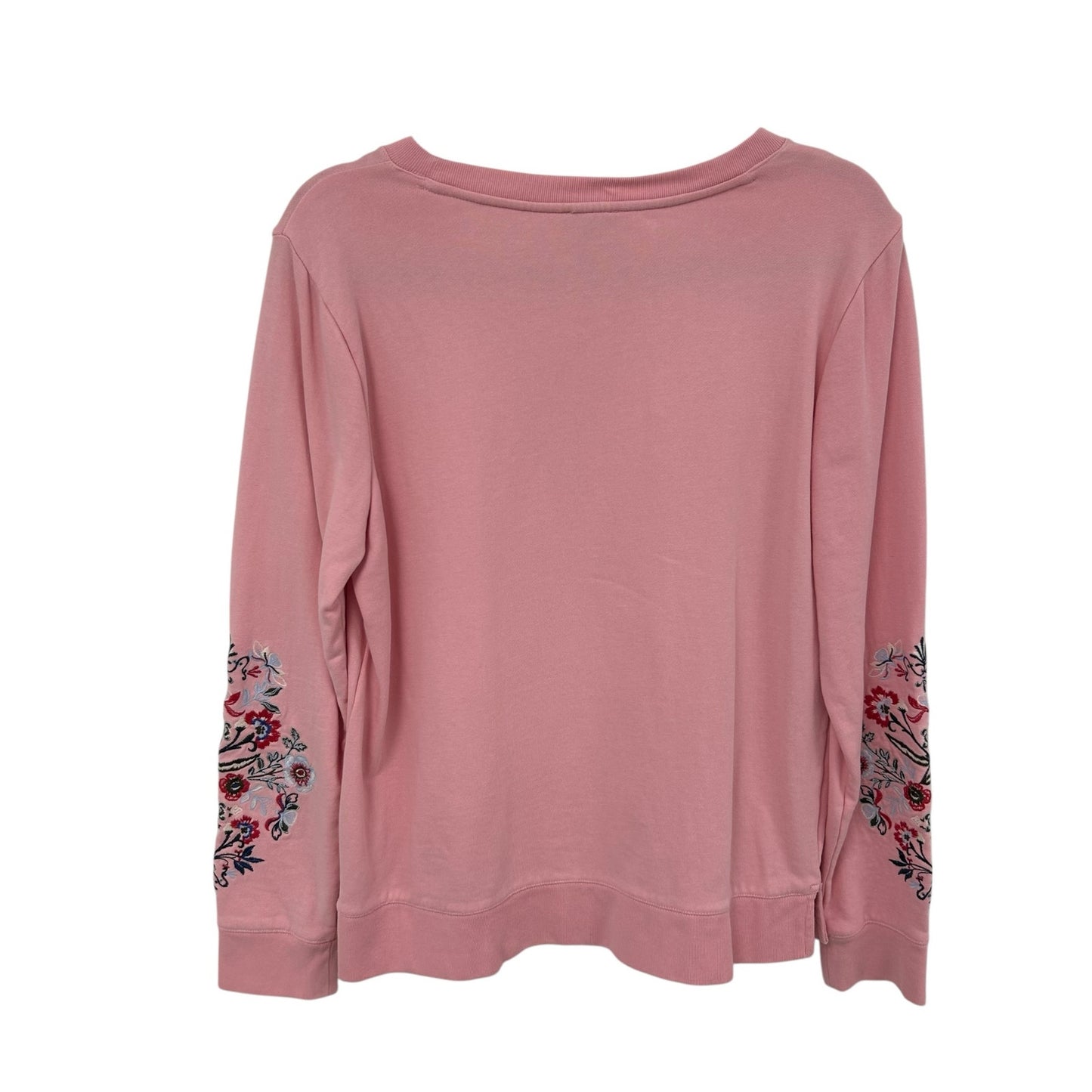 Talbots Pink Multicolor Floral Embroidered Crewneck Sweatshirt Womens Medium