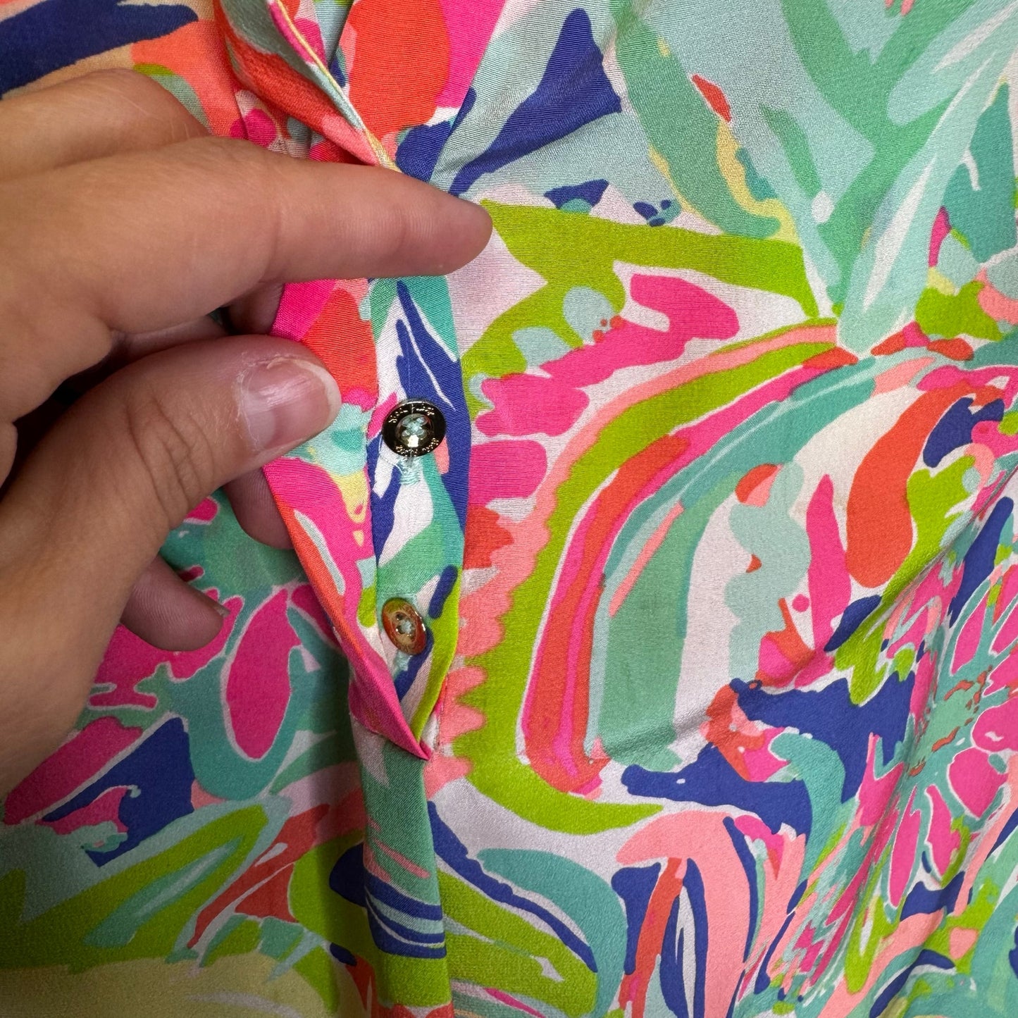 Lilly Pulitzer Multi Color in Casa Banana Long Sleeve Stacey Top Womens Large