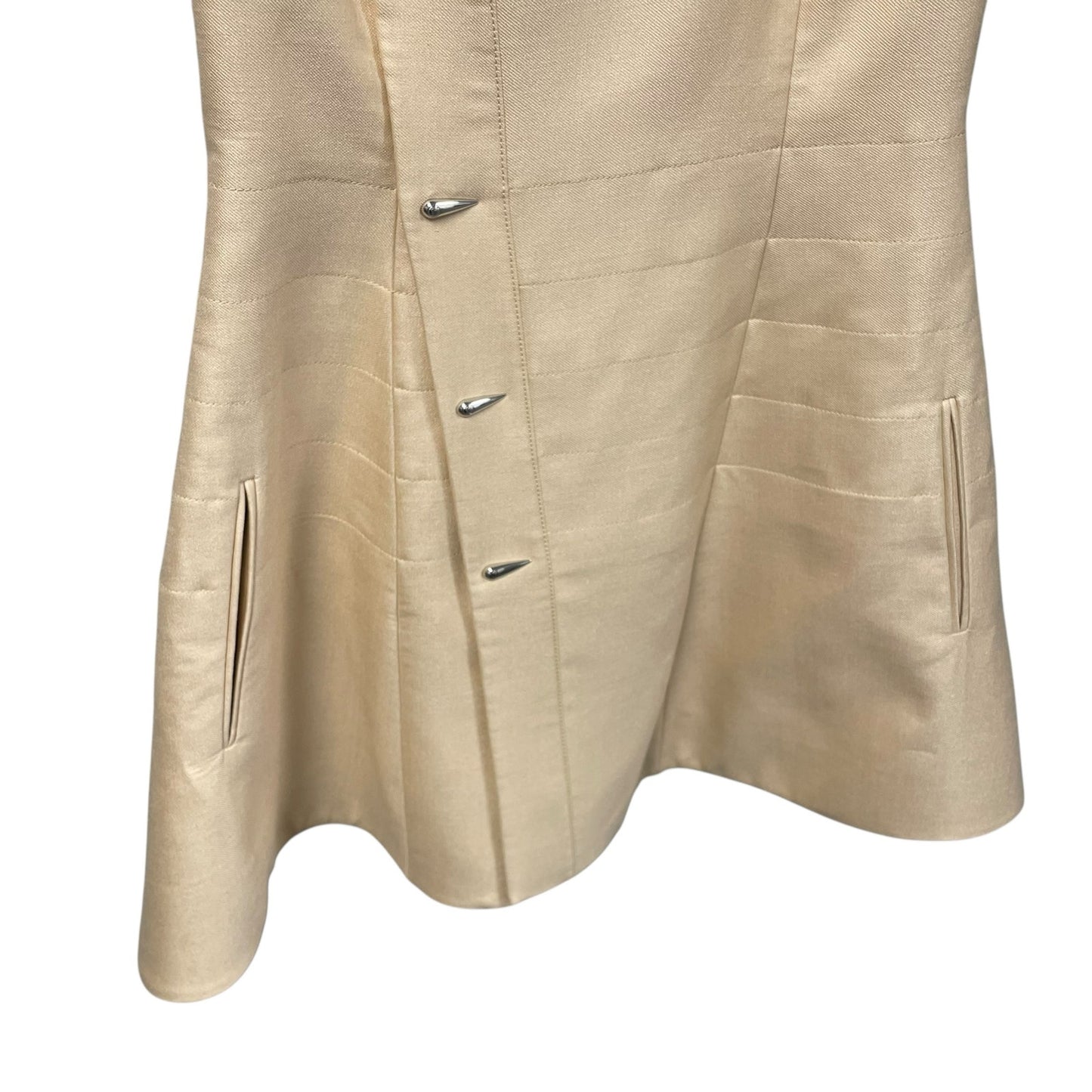 NWT Louis Vuitton Sleeveless Asymetric Button Dress Papyrus Womens FR 38 / US 6