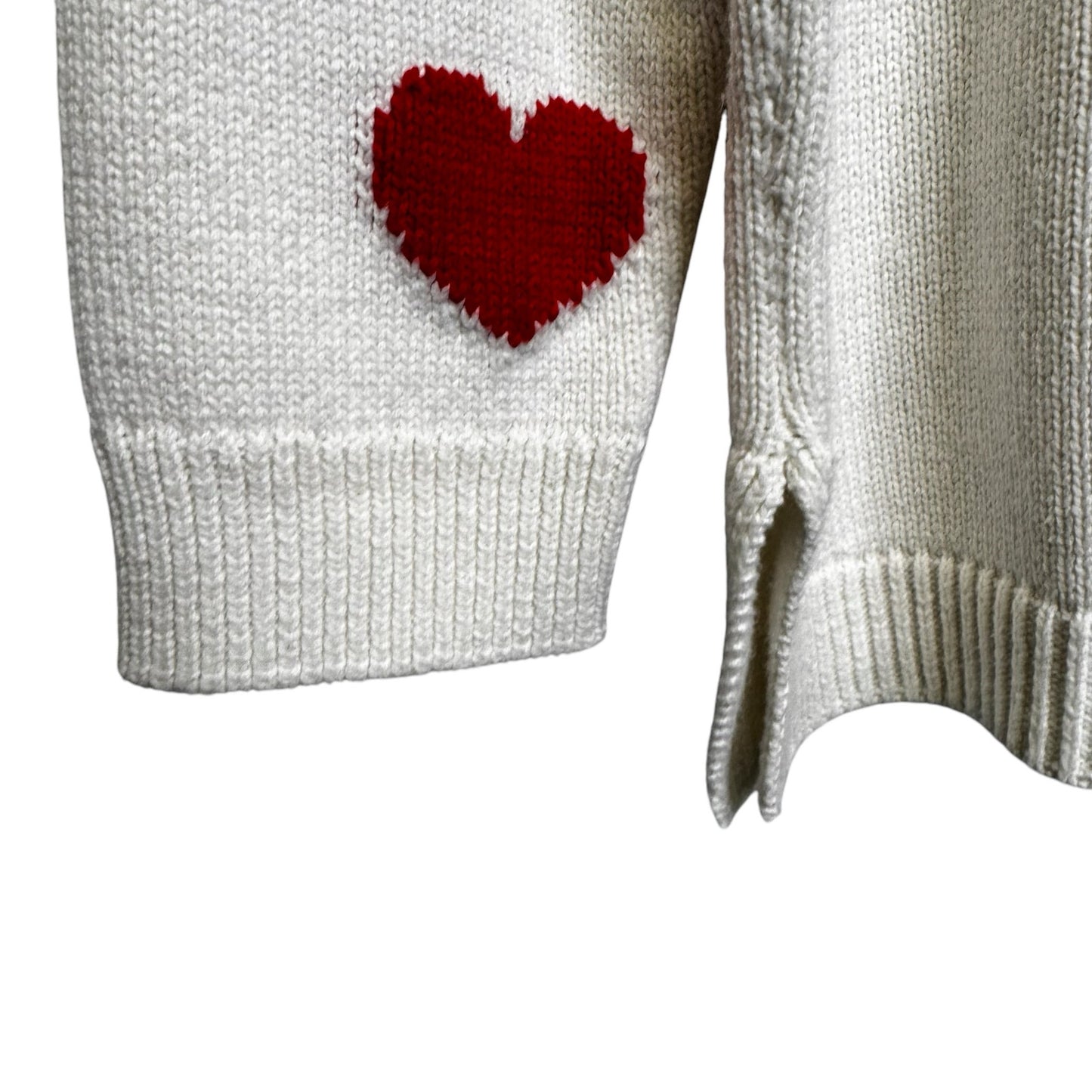Show Me Your Mumu White Red Heart Cotton Crewneck Sweater Womens Small