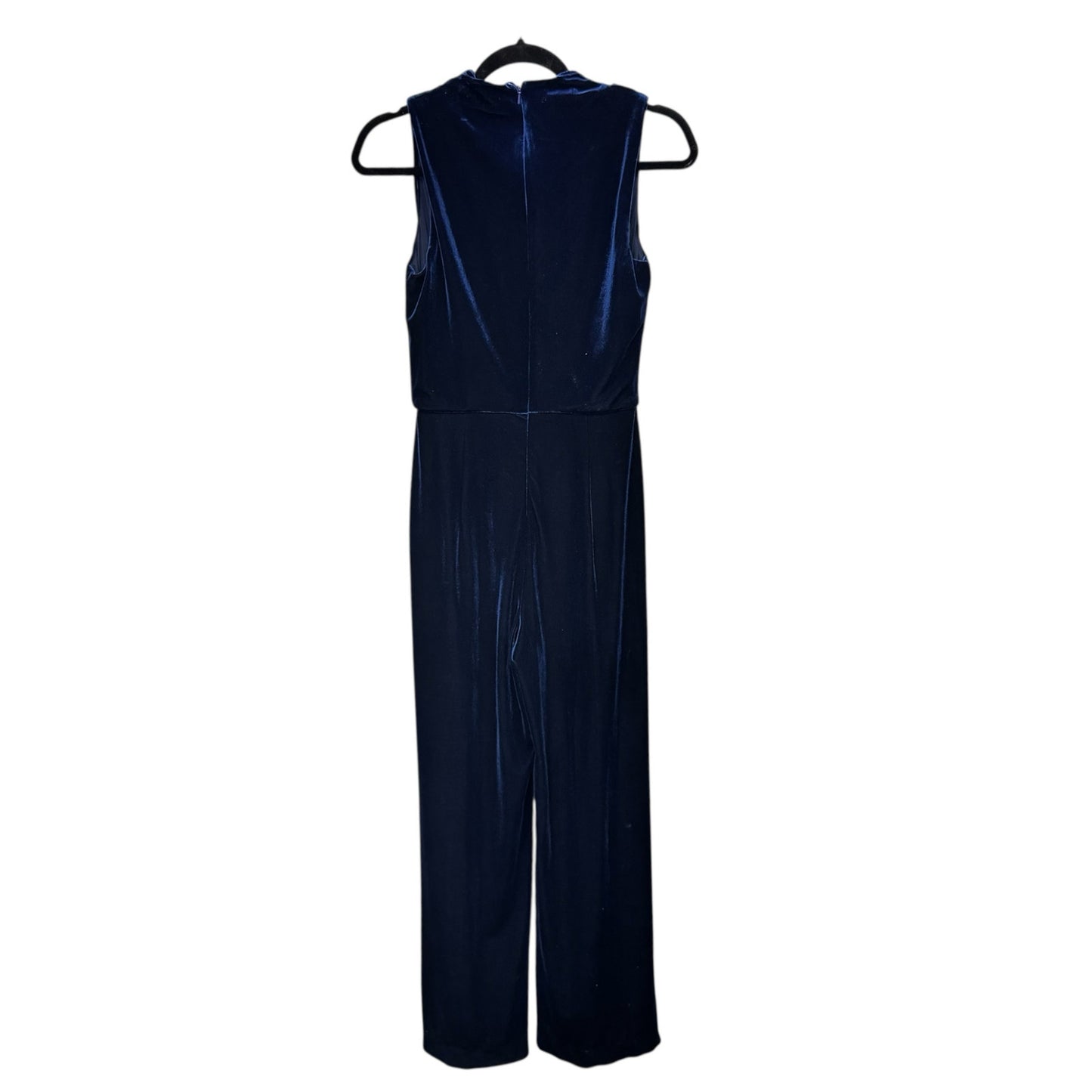 NWT Black Halo Deep Navy Velvet Sleeveless Mock Neck Corrine Jumpsuit Womens 2