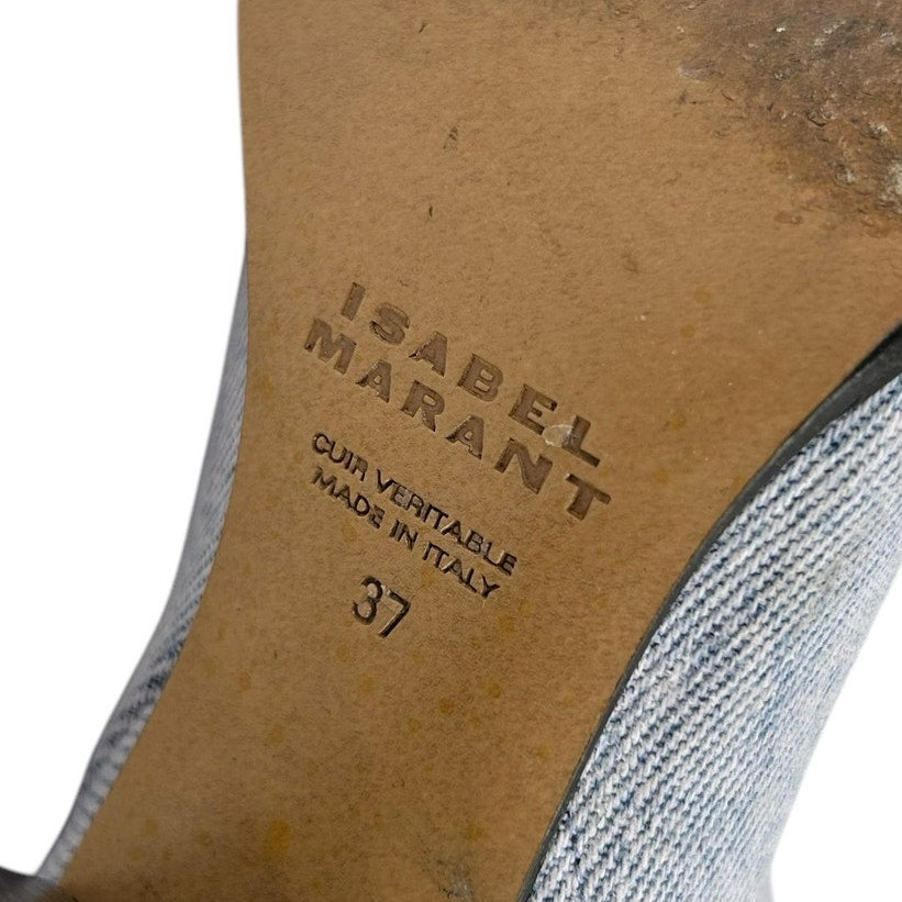 Isabel Marant Lilac Denim Ririo Tall Pull On Pointed Toe Boots Womens 37 / US 7