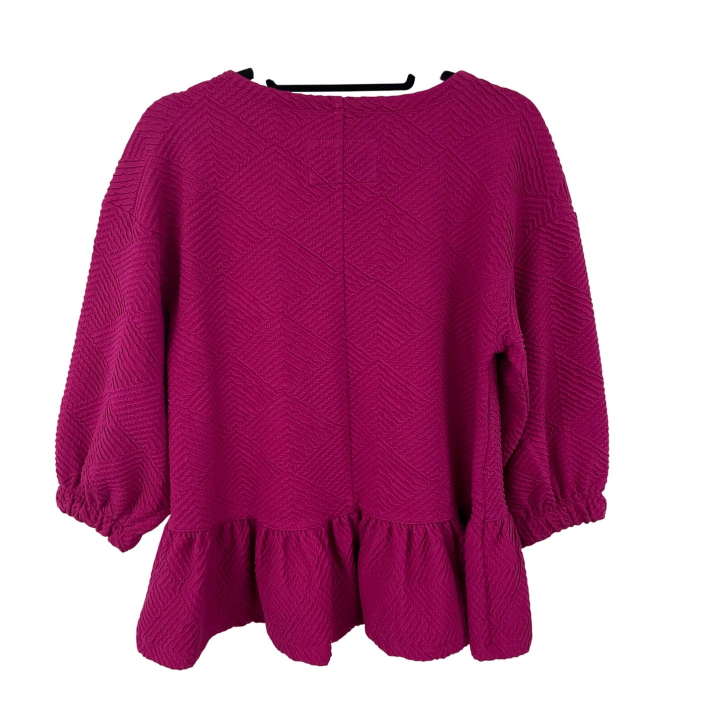 NWT Anthropologie Maeve Dark Pink Textured Mikayla Peplum Top Womens Size XS
