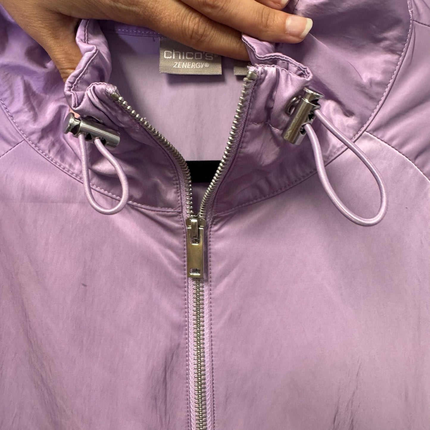 Chico's Zenergy Purple Long Sleeve Collar Detail Anorak Full Zip Jacket Women 16