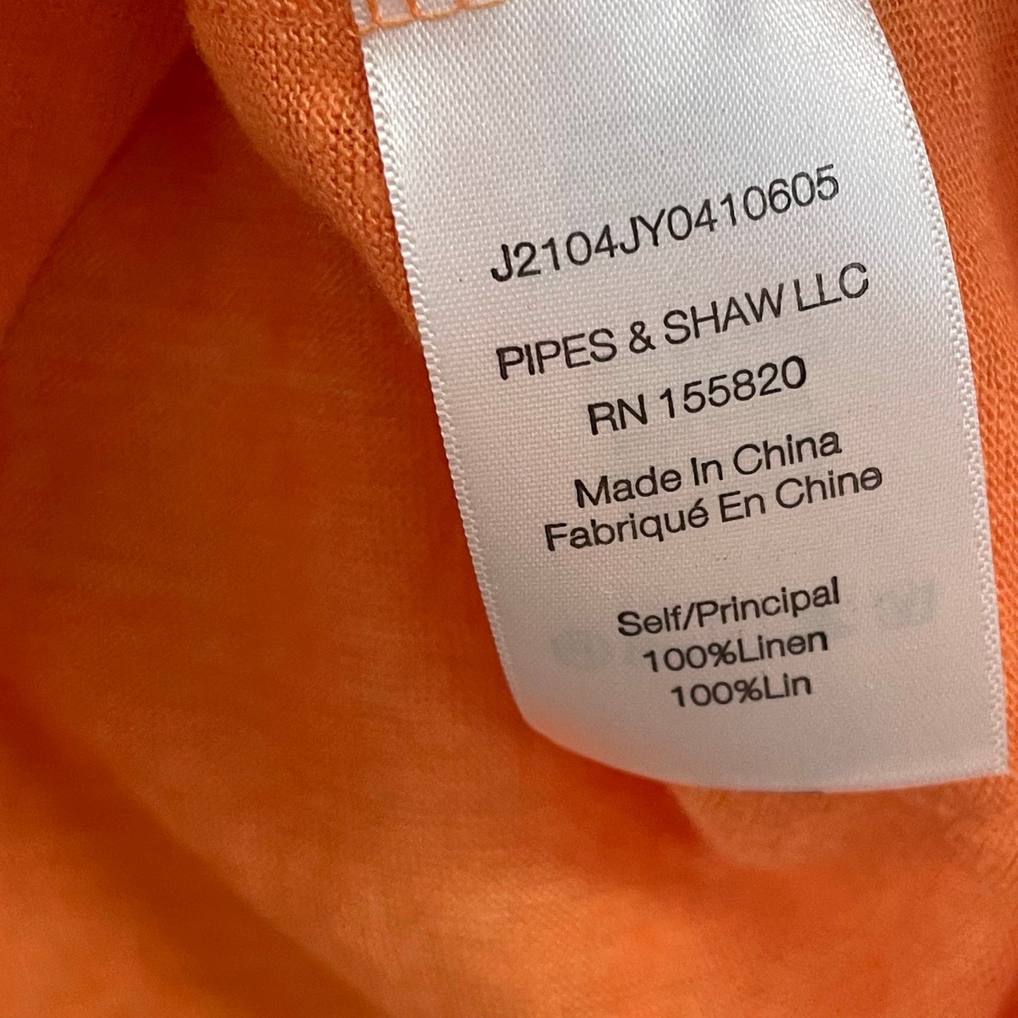 Veronica Beard Jeans 100% Linen Arion Muscle T Shirt Orange Womens Small