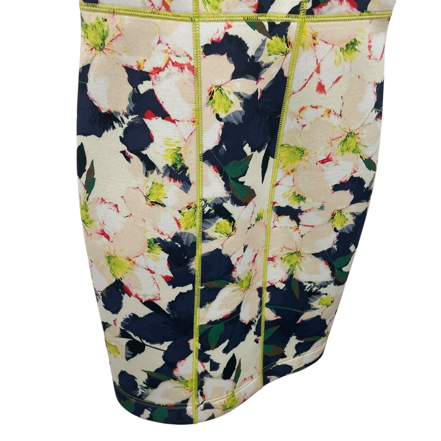 J. Crew Sleeveless Floral Cove Scuba Neoprene Sheath Dress Navy Yellow Womens 00