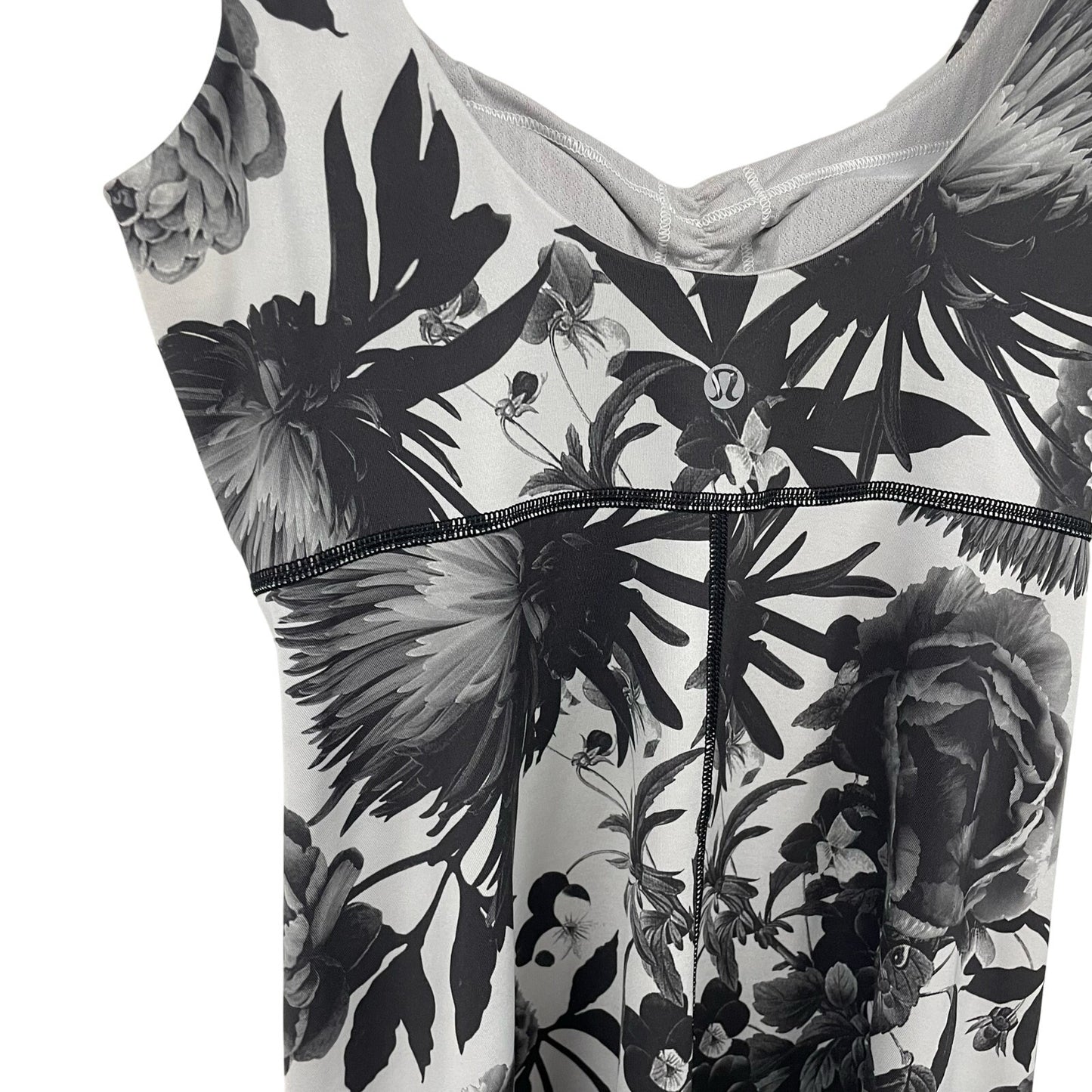 Lululemon Athletica Aria Tank II Brisk Bloom Black White Floral Print Womens 4