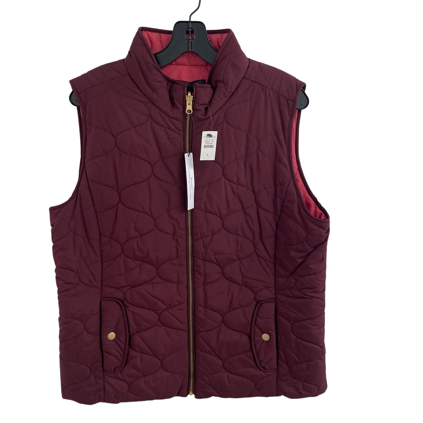NWT Talbots Full Zip Reversible Vest in Rich Burgundy / Holly Berry Womens Large