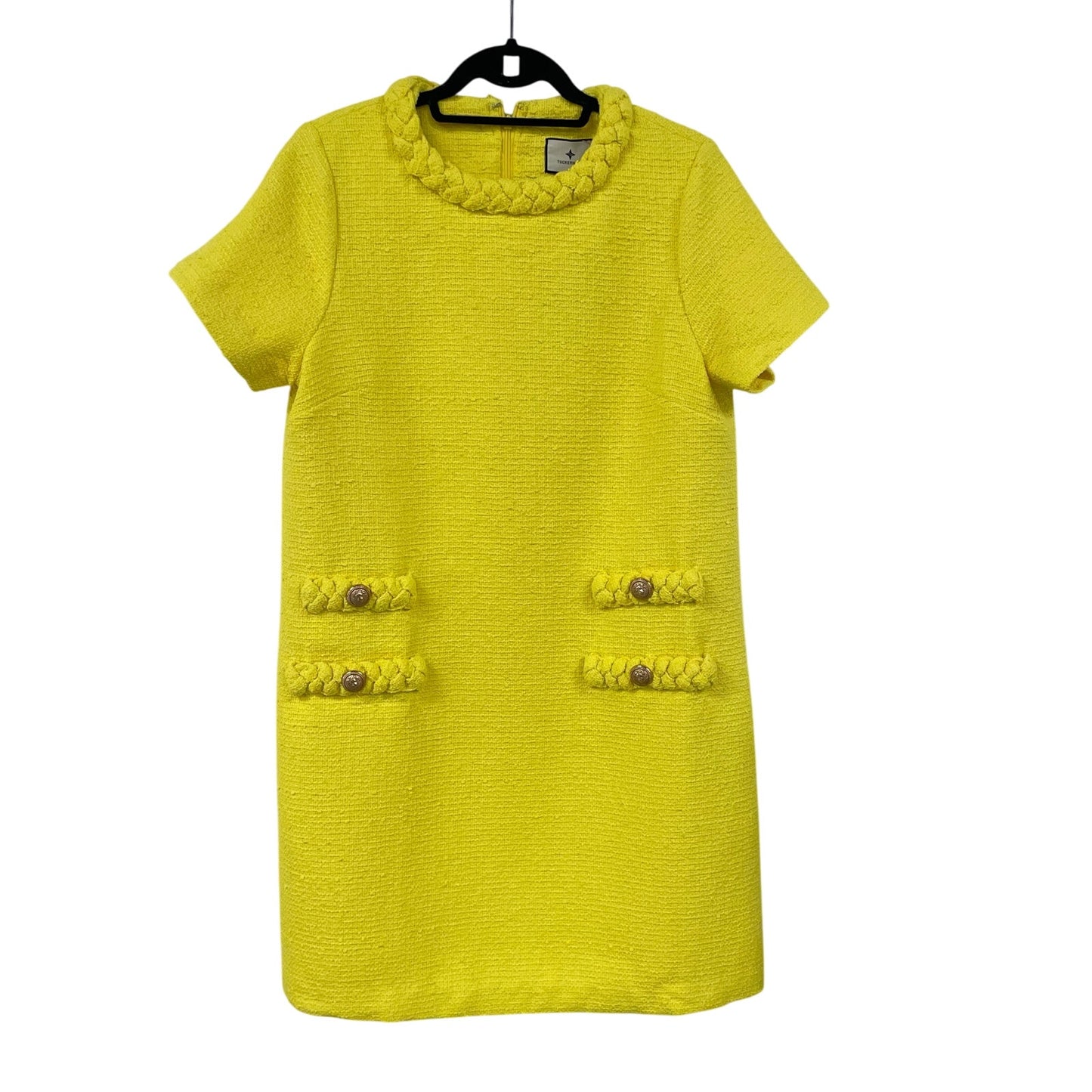 NWT Tuckernuck Crocus Petal Tweed Jackie Dress in Limocello Yellow Womens Large