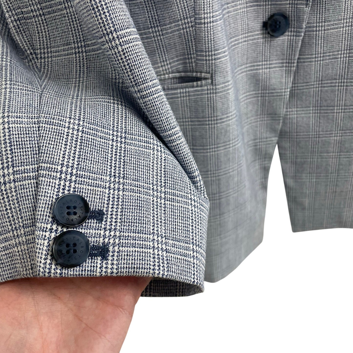 Talbots Spring Glen Plaid Blazer Jacket Blue White Womens Plus Size 16