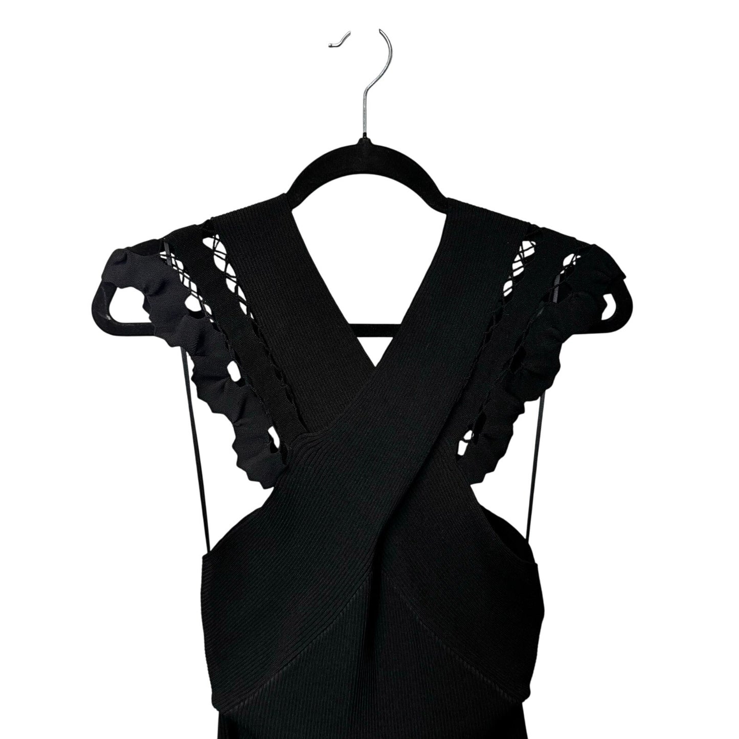 NWT Ulla Johnson Black Sleeveless Crossover Keyhole Fiora Maxi Dress Women Small