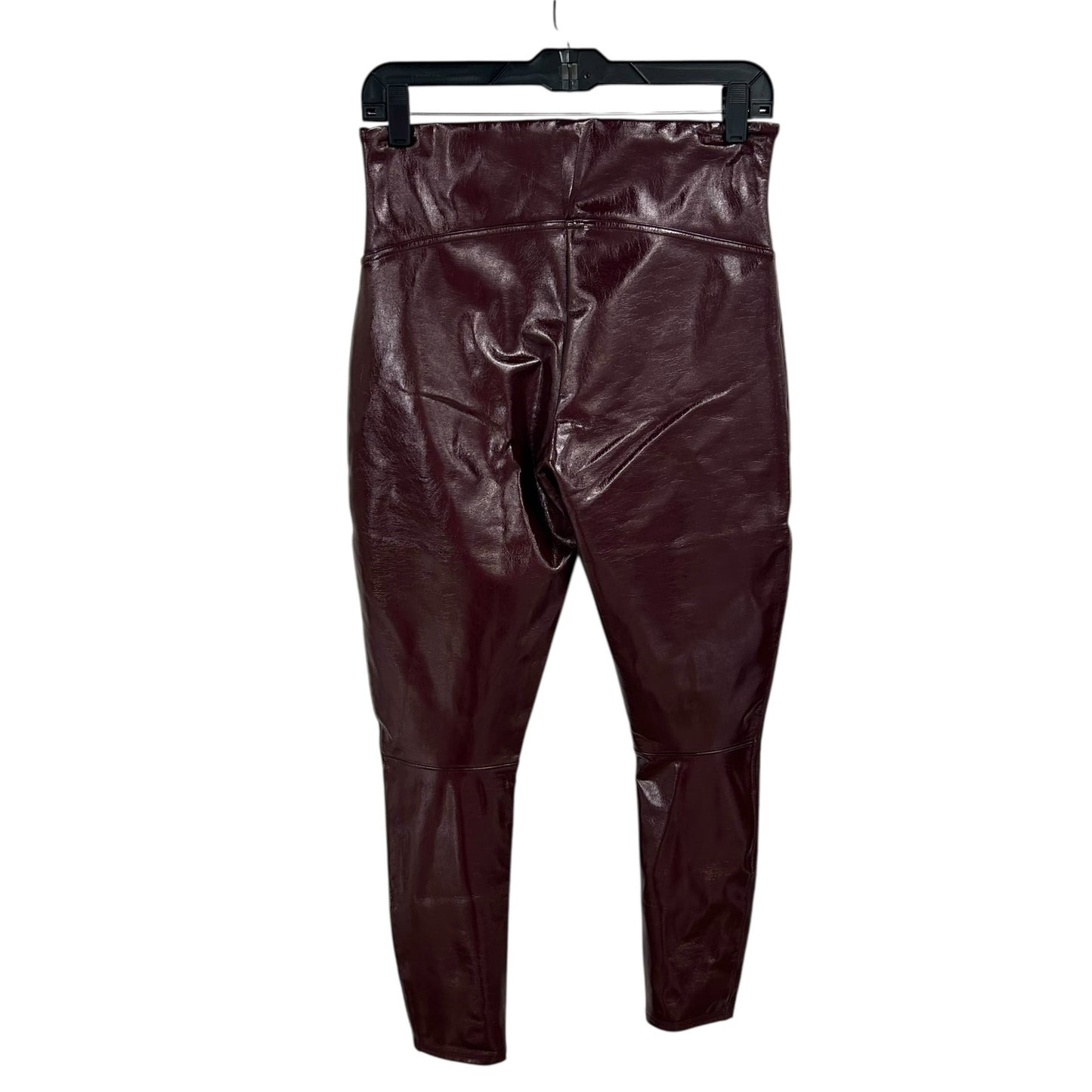 NWT Spanx Ruby Red Faux Patent Leather Pull On Leggings Womens Petite Large