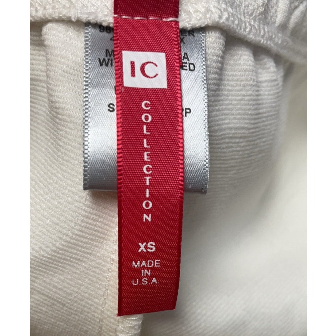 IC Collection Pull On Text Print White Stretch Pants Womens XS