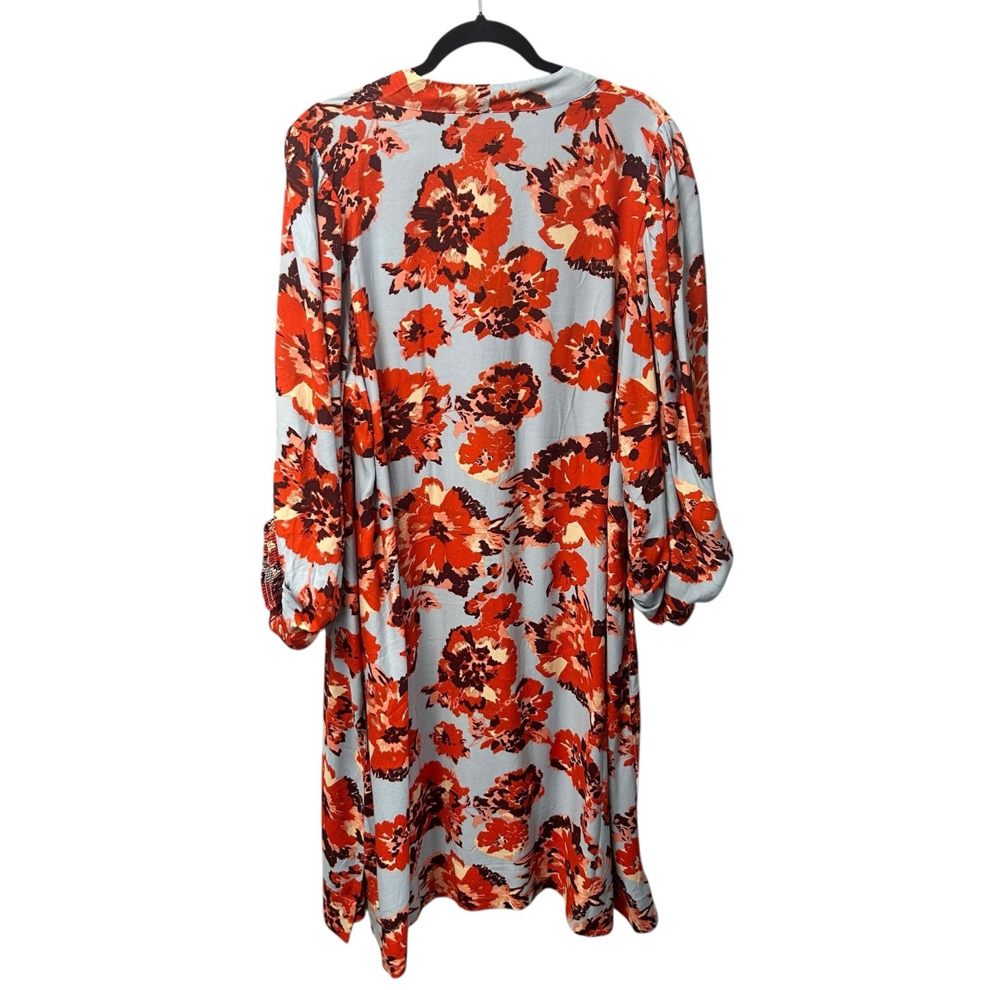 NWT Masai Copenhagen Orange Com Print Nalo Smock Sleeve Midi Dress Womens XXL