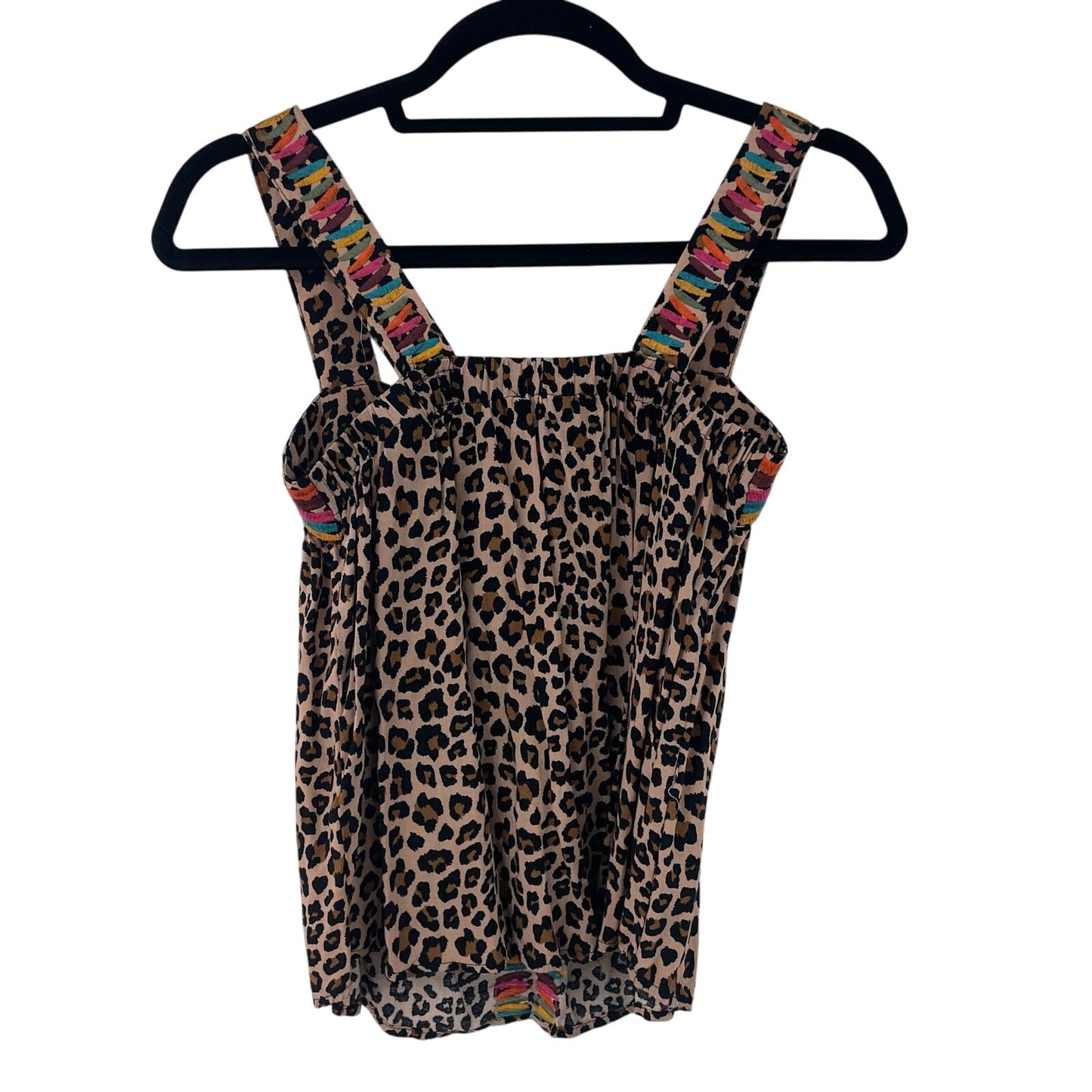 THML Animal Print Multicolor Embroidered Keyhole Cutout Tank Top Womens XS
