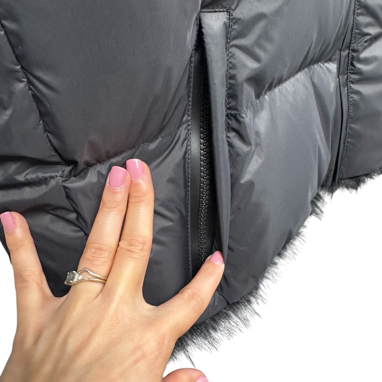 NWT Balenciaga Black Faux Fur Reversible Ski Jacket Womens 6