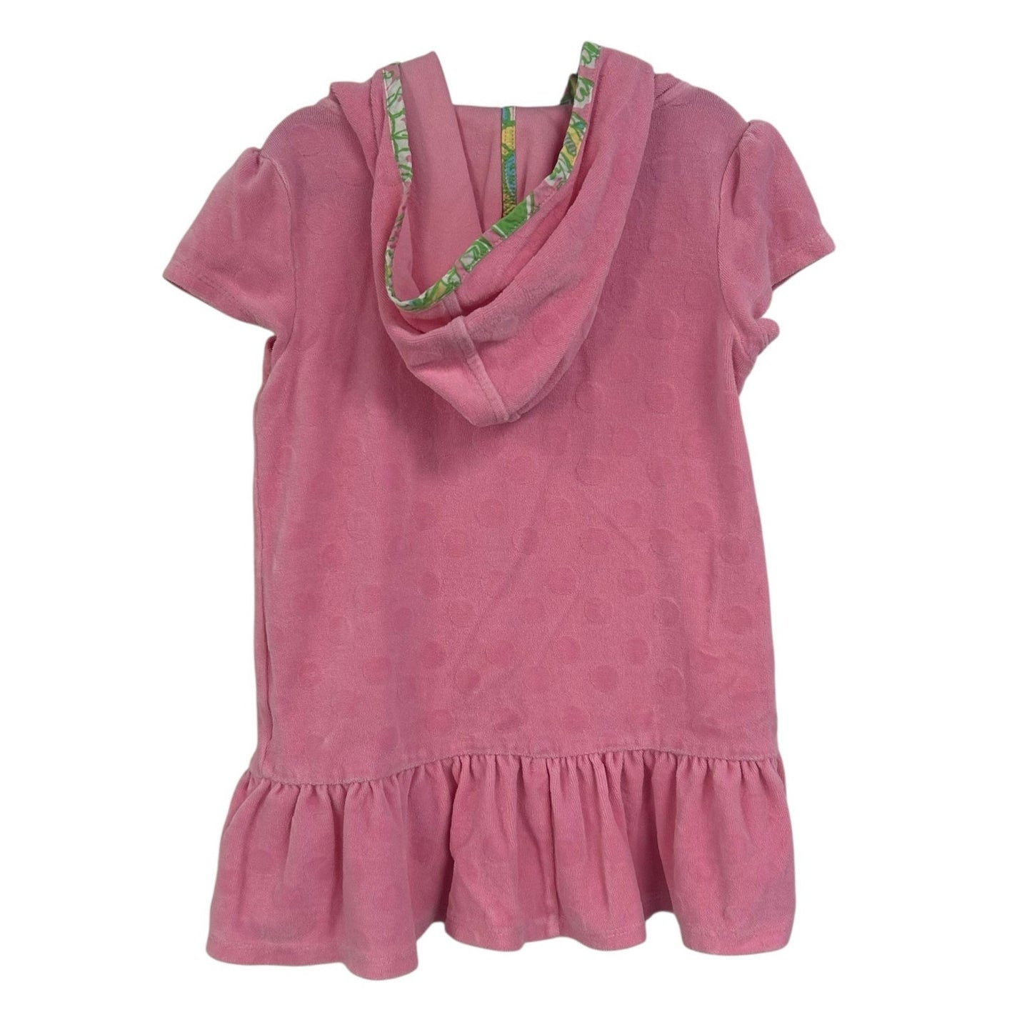 Lilly Pulitzer Pink Short Sleeve Full Zip Terry Cloth Cover Up Girls Small 4-5